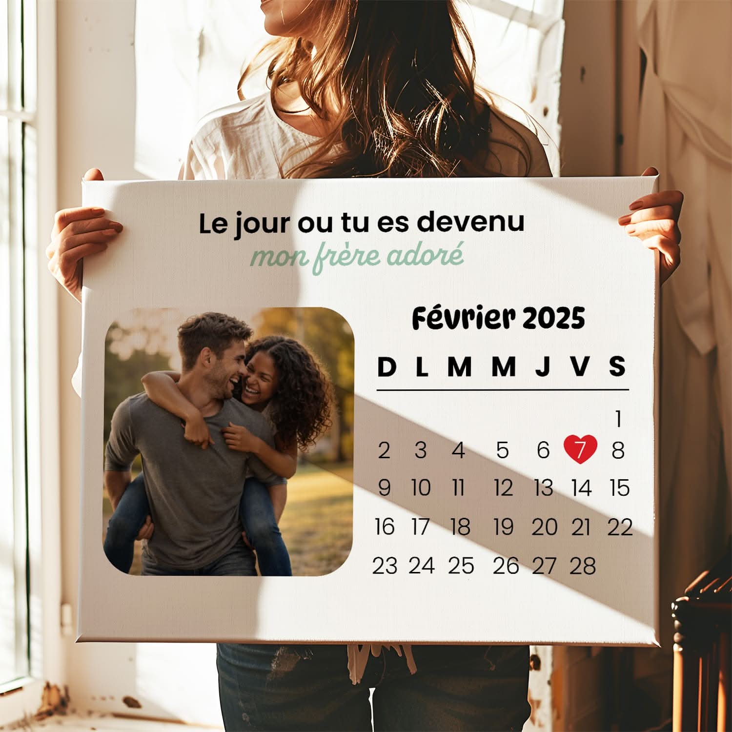 Toile Frère Personnalisé avec Date – Le Jour où Tu Es Devenu Mon Frère – Cadeau Original