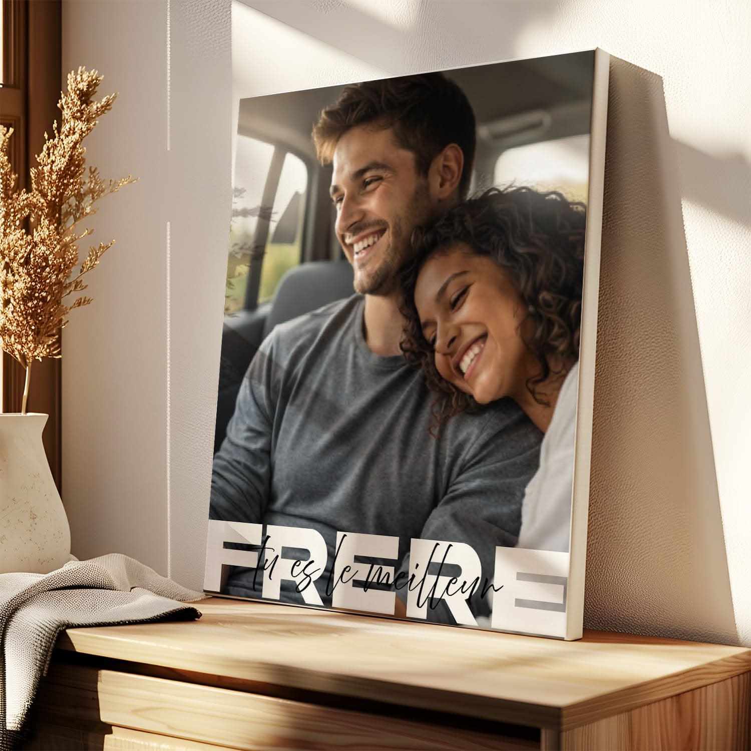 Toile Frère Personnalisé – Photo Pleine Page &amp; Message – Cadeau Frère Original