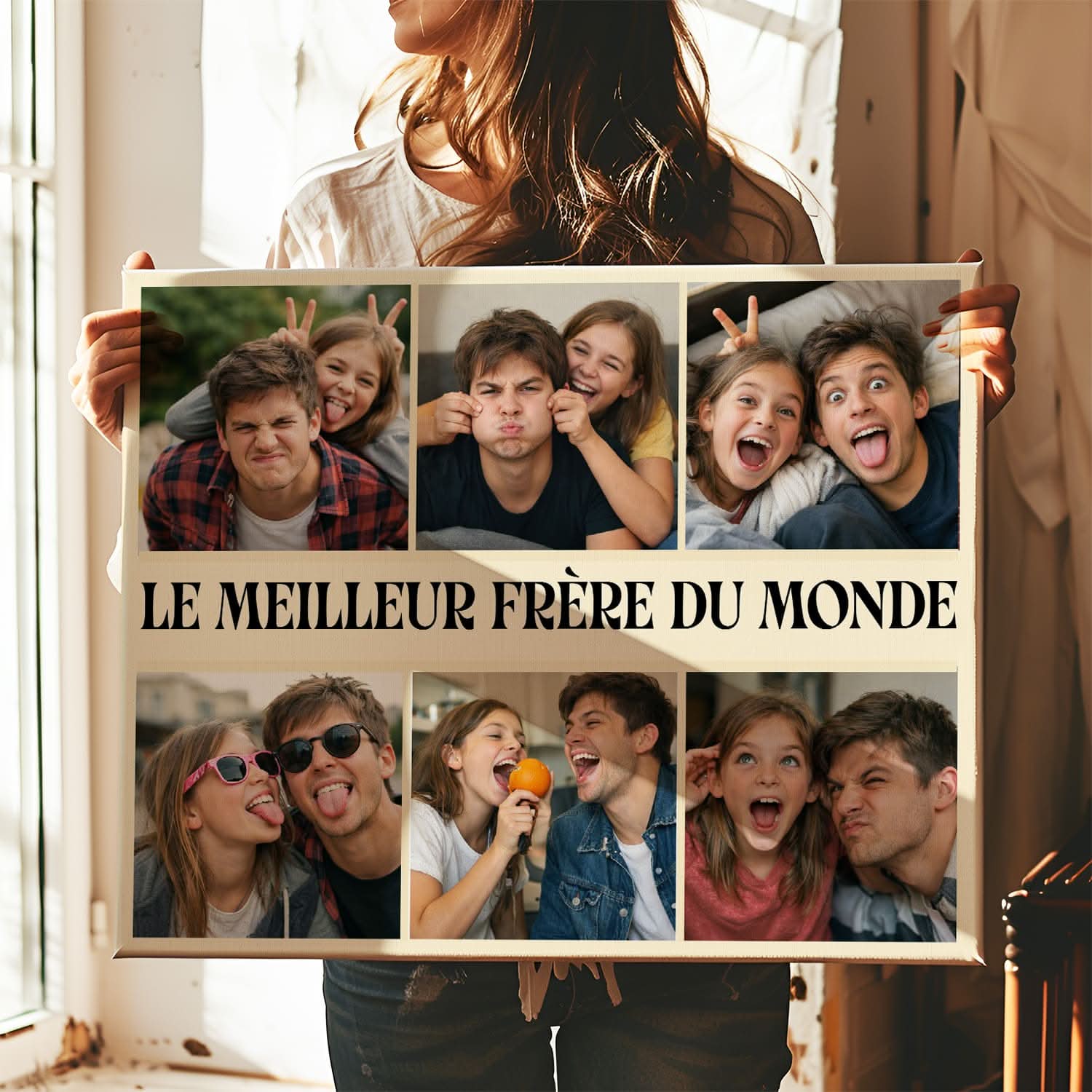 Toile Frère Personnalisé – Meilleur Frère du Monde Collage Photos – Cadeau Original