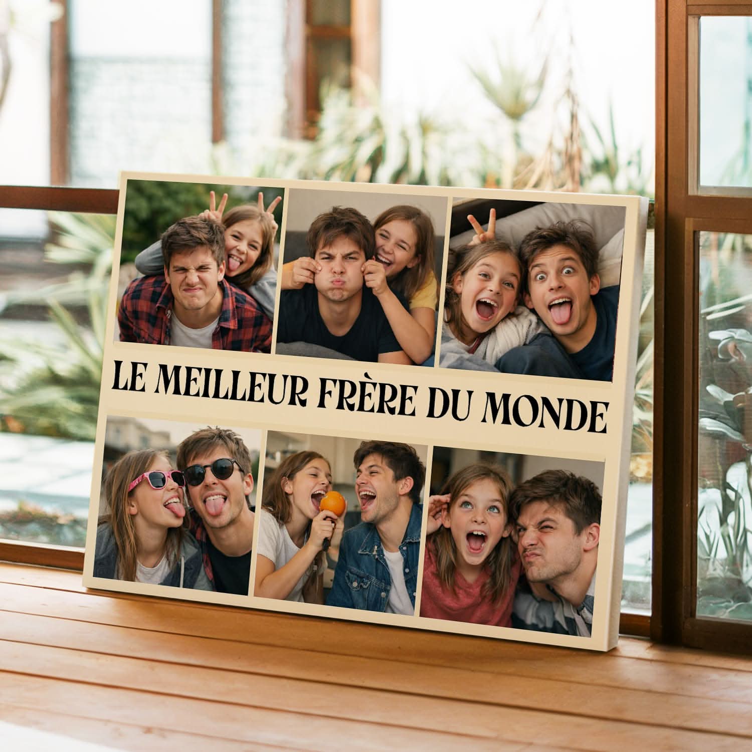 Toile Frère Personnalisé – Meilleur Frère du Monde Collage Photos – Cadeau Original