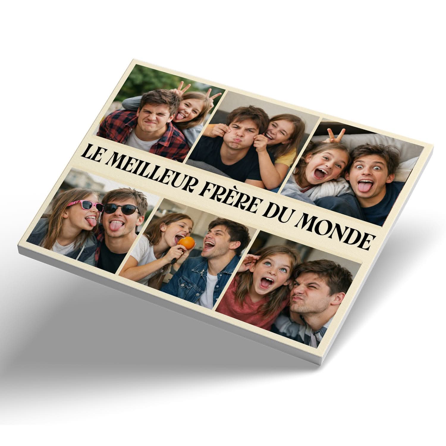 Toile Frère Personnalisé – Meilleur Frère du Monde Collage Photos – Cadeau Original