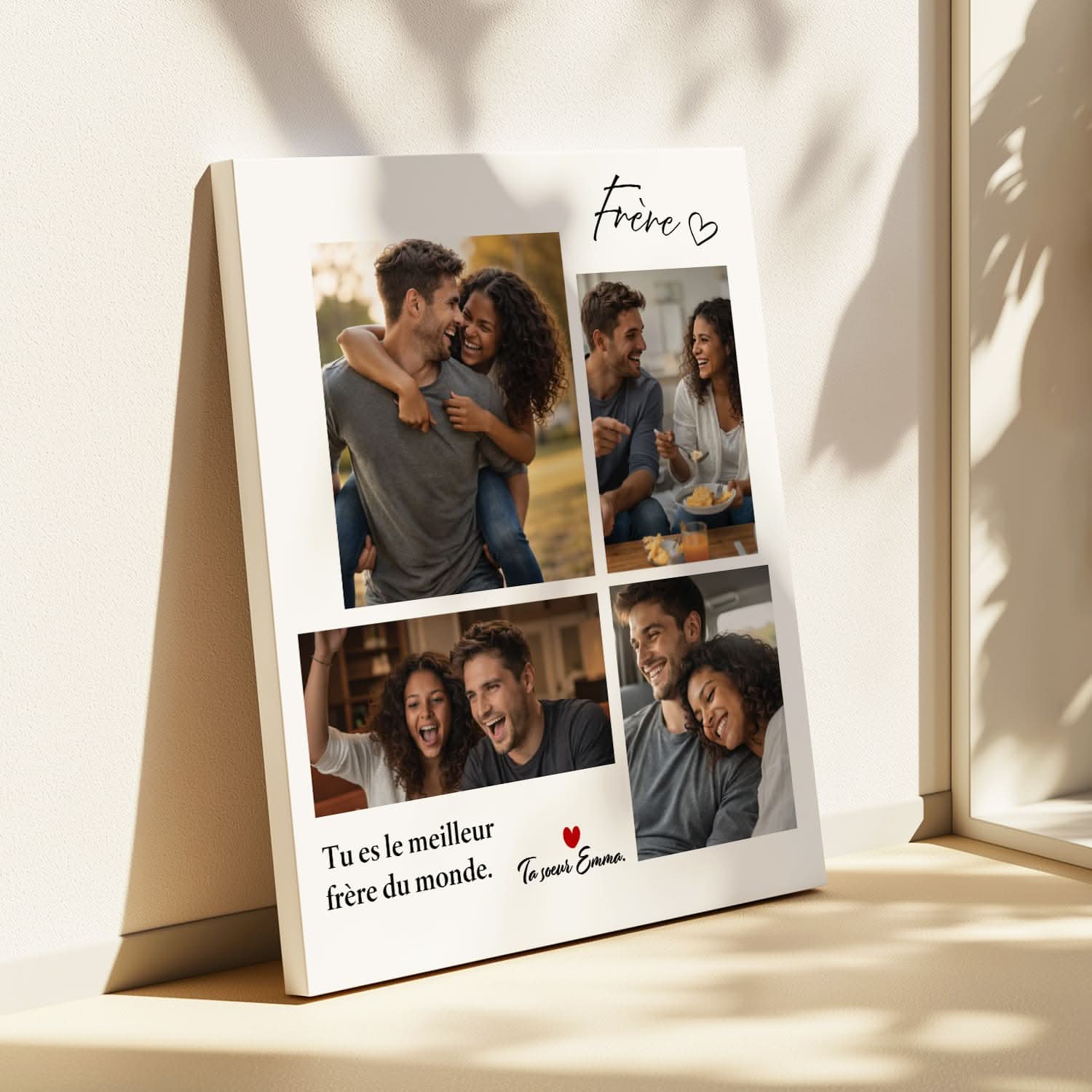 Toile Frère Personnalisée – Tu es le Meilleur Frère du Monde – Collage photos élégant