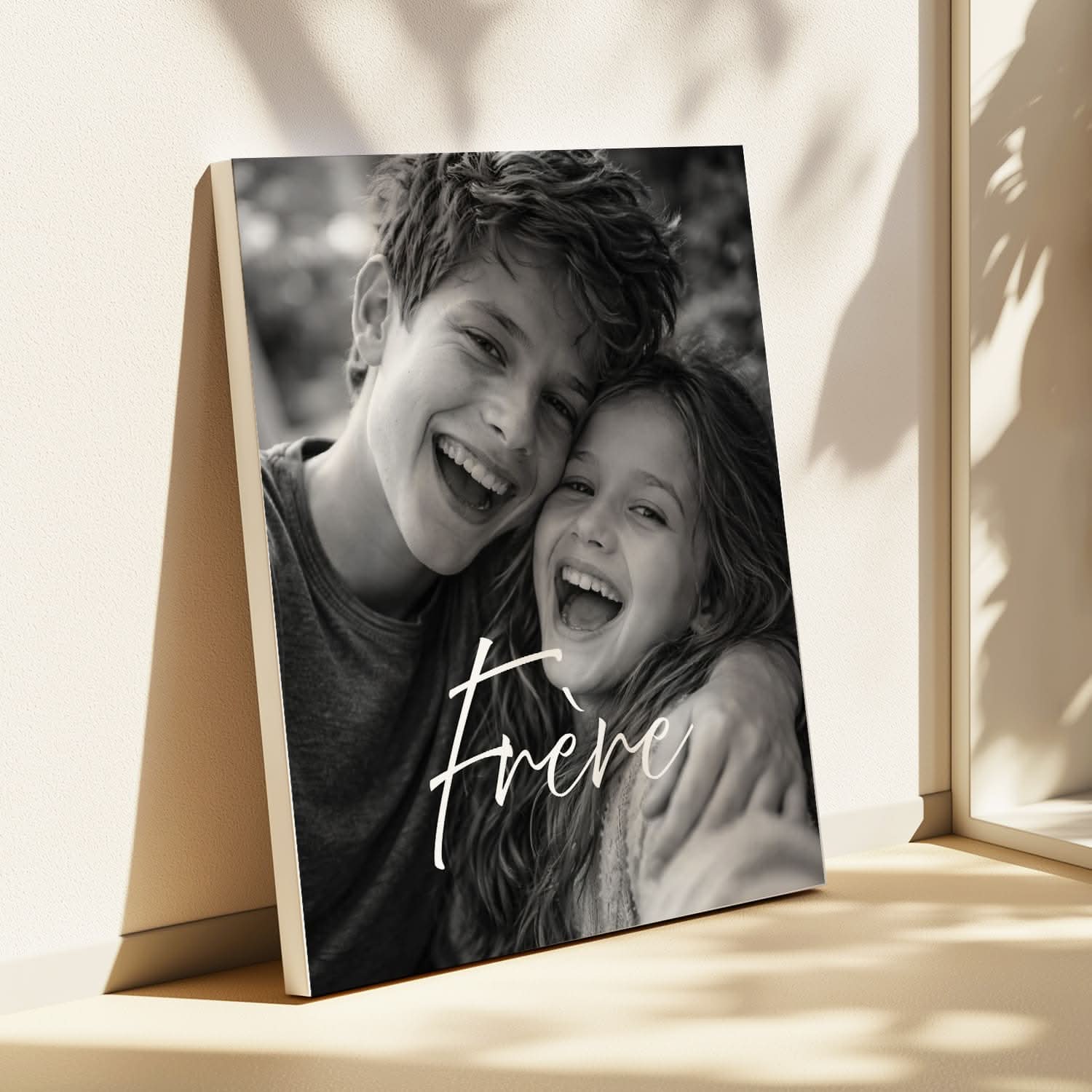 Toile Frère Personnalisé Noir &amp; Blanc – Photo Plein Cadre – Cadeau Frère Élégant