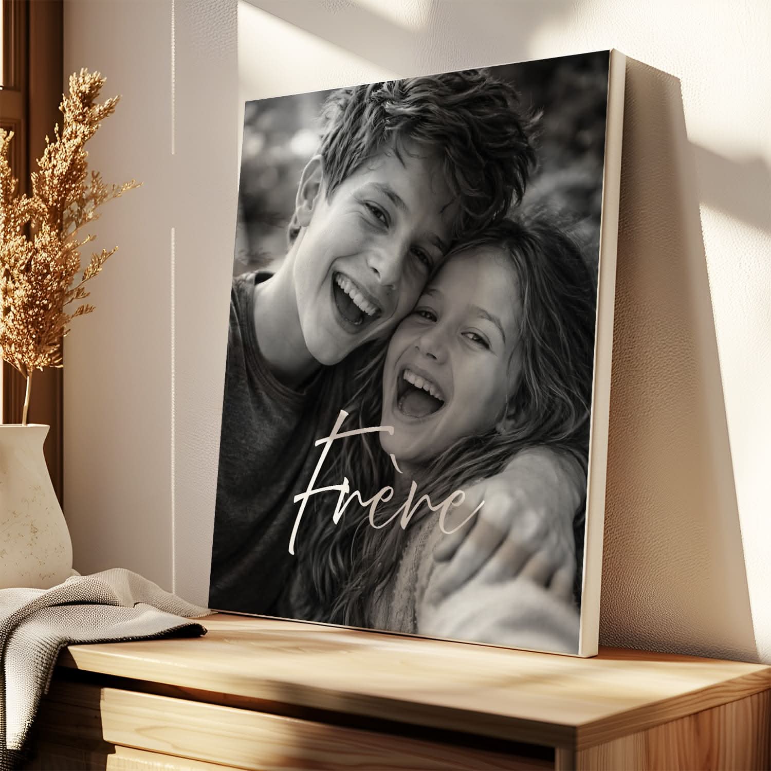 Toile Frère Personnalisé Noir &amp; Blanc – Photo Plein Cadre – Cadeau Frère Élégant