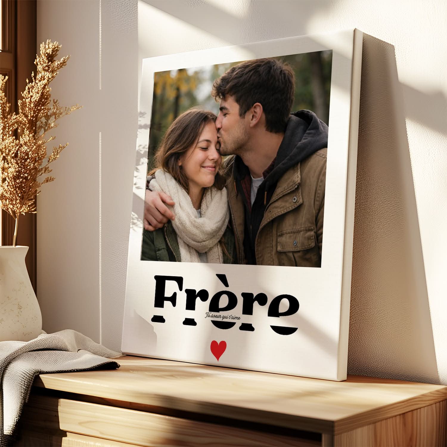 Toile Frère Personnalisé – Photo &amp; Texte Design Moderne – Cadeau Frère Original