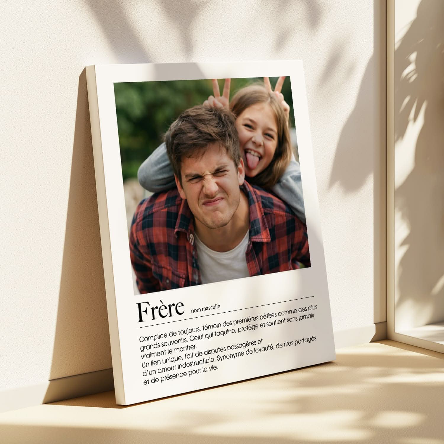 Toile Frère Définition Personnalisé – Photo &amp; Texte – Cadeau Frère Émotion