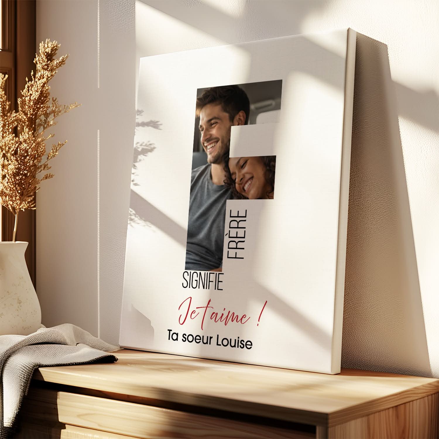 Toile Frère Personnalisé Lettre F avec Photo – Cadeau Frère Original