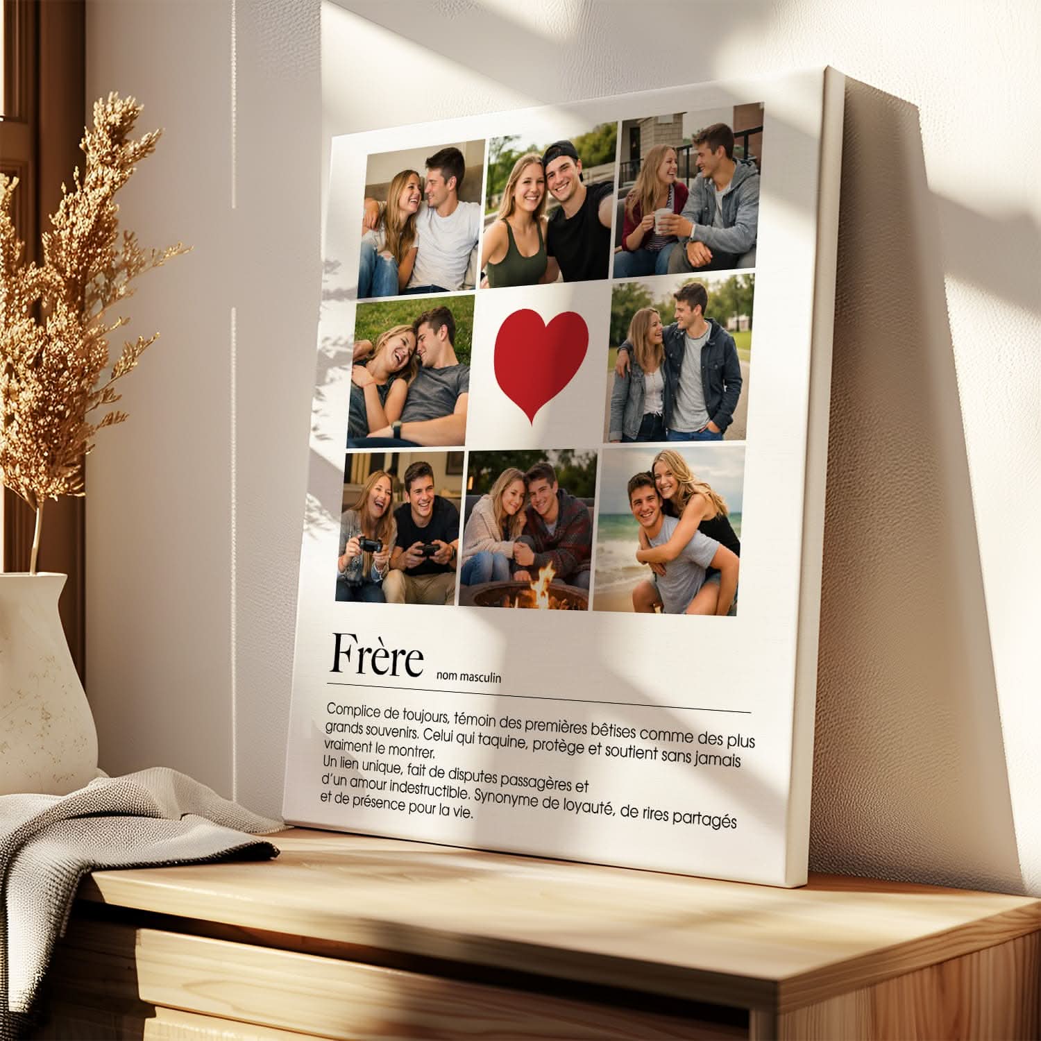 Toile Frère Personnalisé – Définition &amp; Collage Photo – Cadeau Frère Émotion
