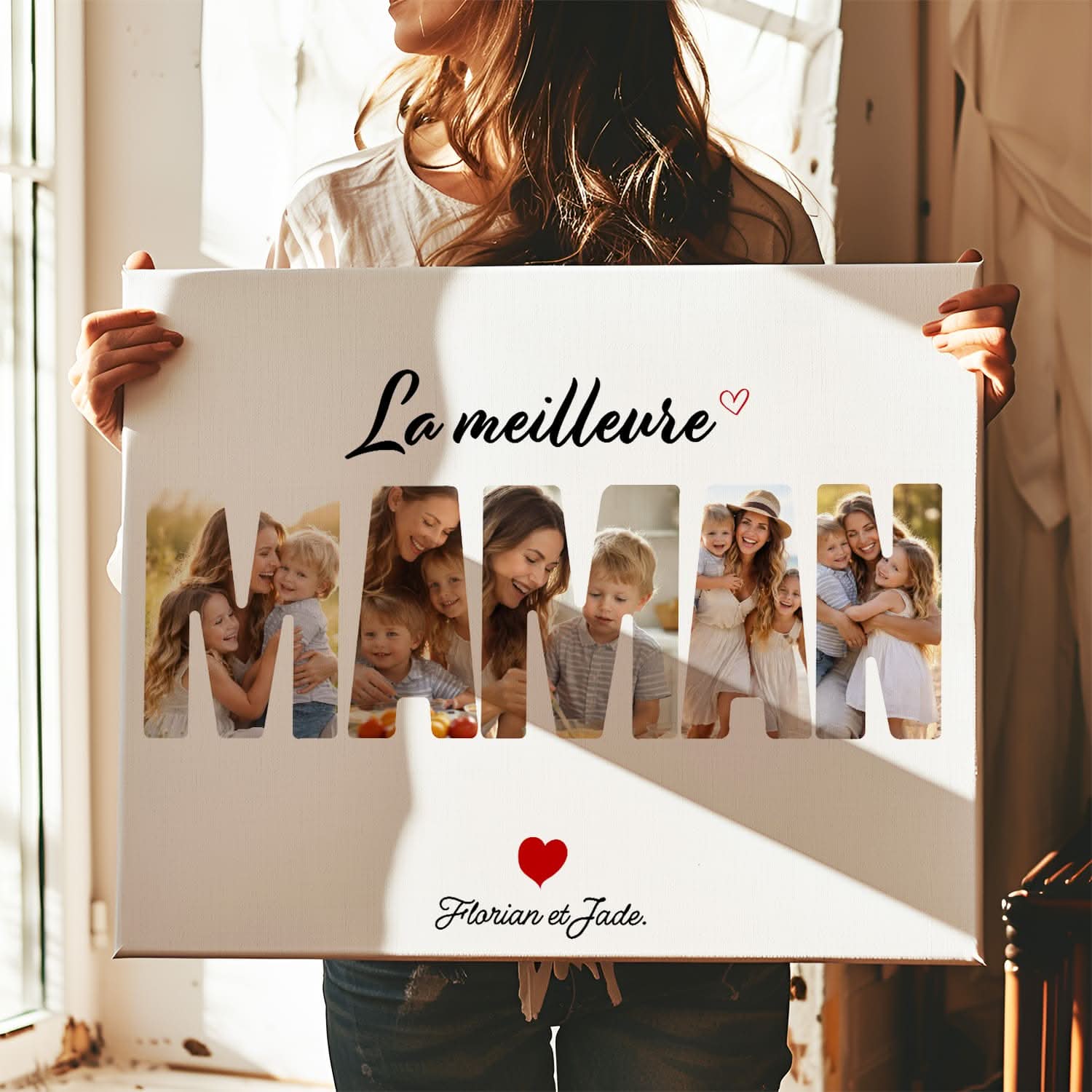 Toile Maman Personnalisée – Mot MAMAN avec Photos – Cadeau Fête des Mères Unique