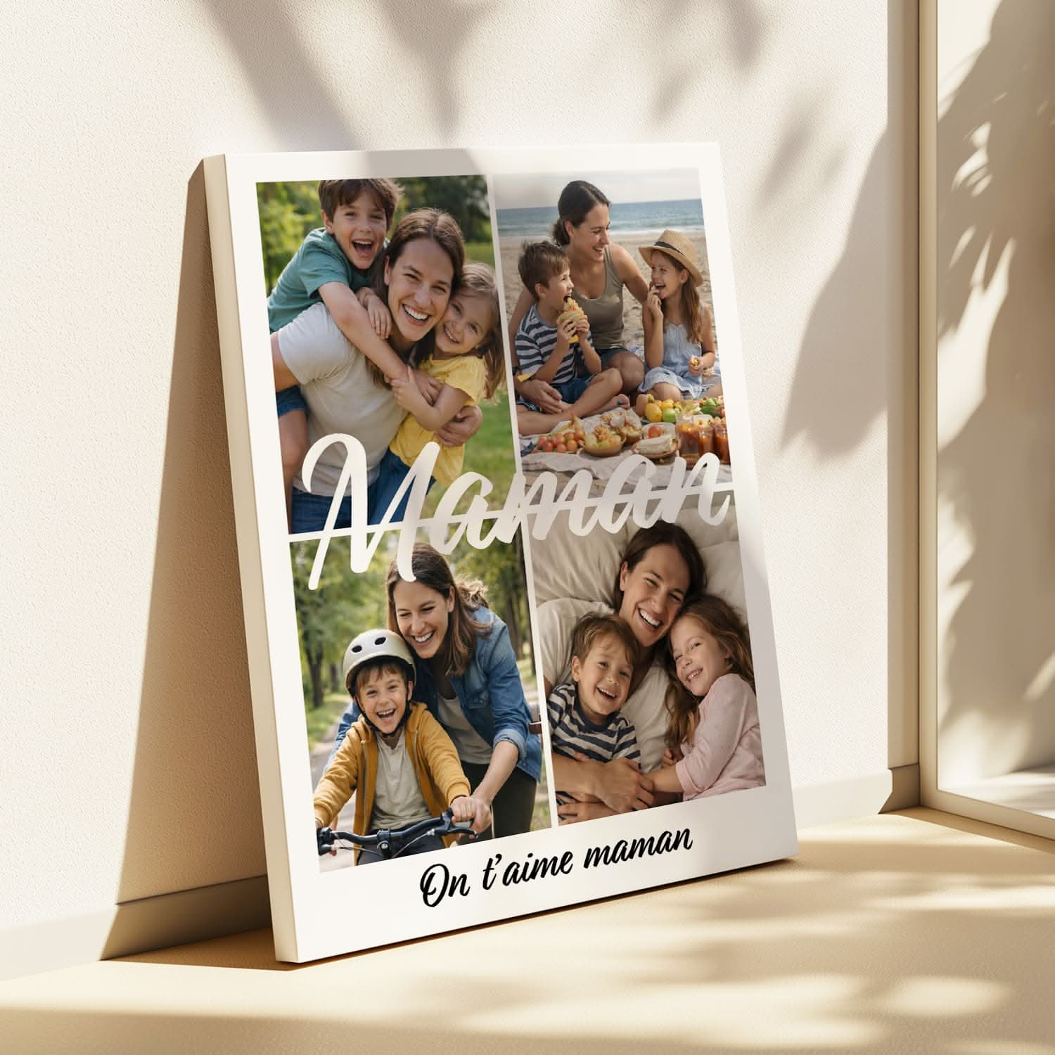 Toile Maman Personnalisée "Je t'aime Maman" – Collage Photo Cadeau Fête des Mères