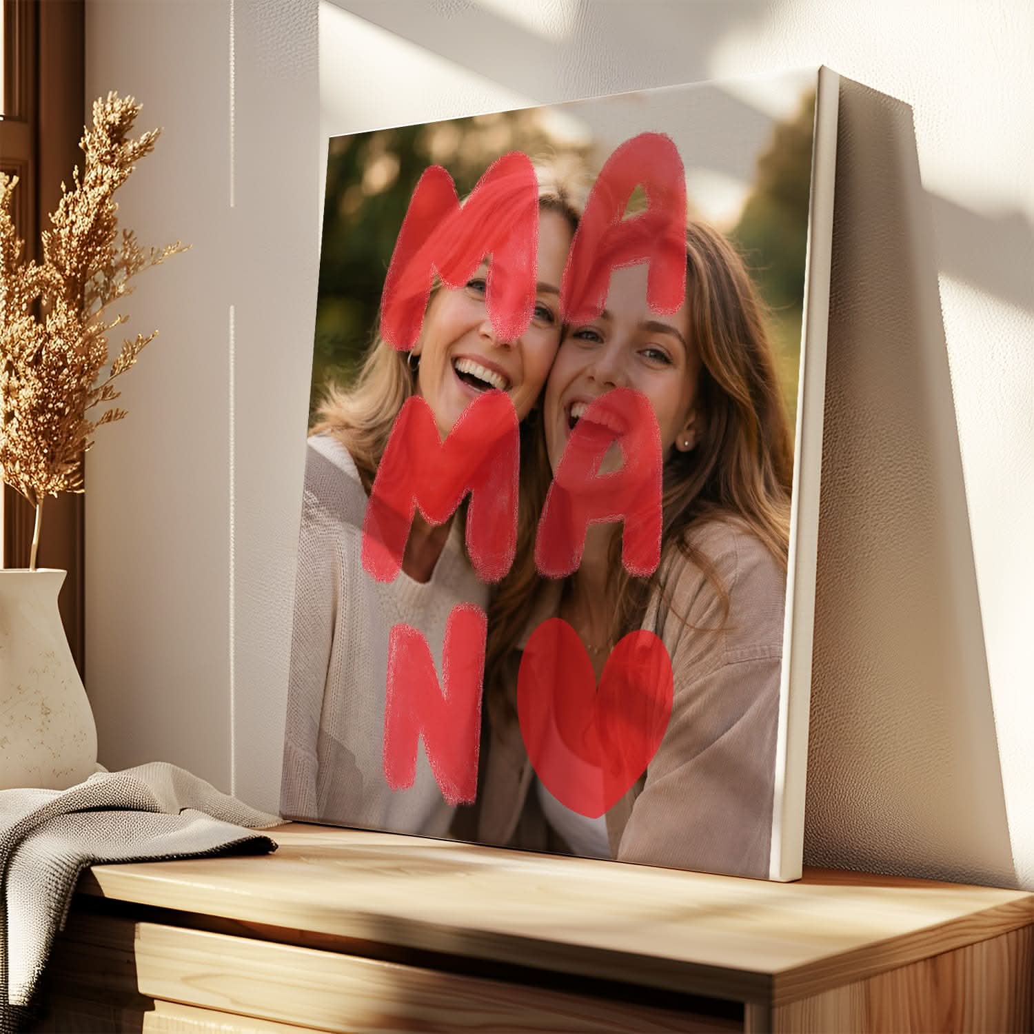 Toile MAMAN Personnalisée Effet Peinture – Cadeau Fête des Mères Moderne