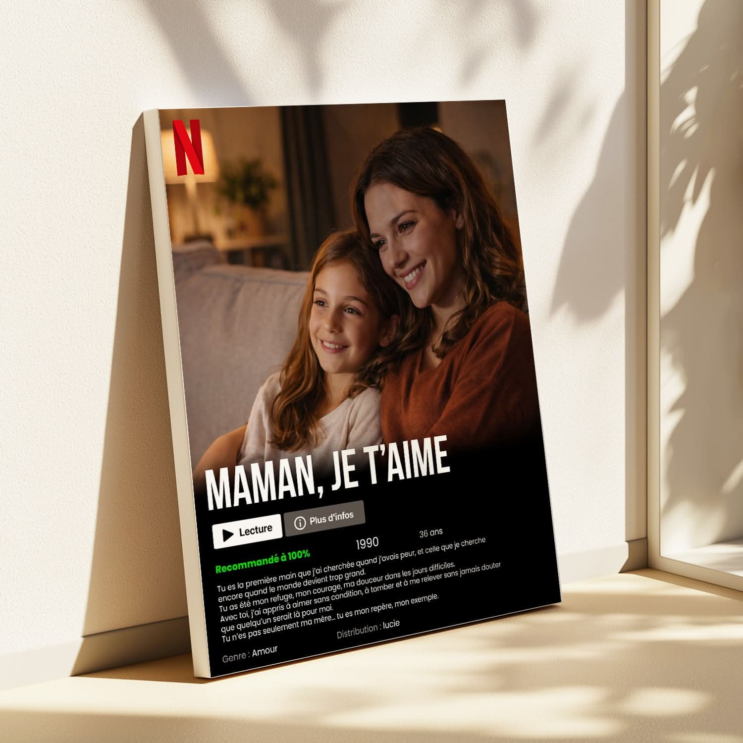Toile Maman Personnalisée Affiche Style Film – Cadeau Fête des Mères Original