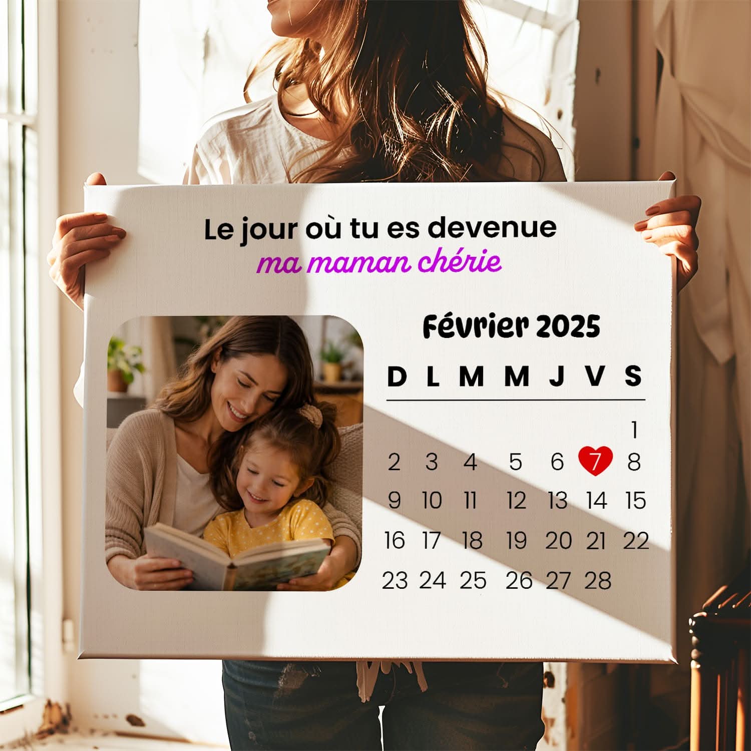 Toile Maman Personnalisée avec Date – Cadeau Fête des Mères Émotion