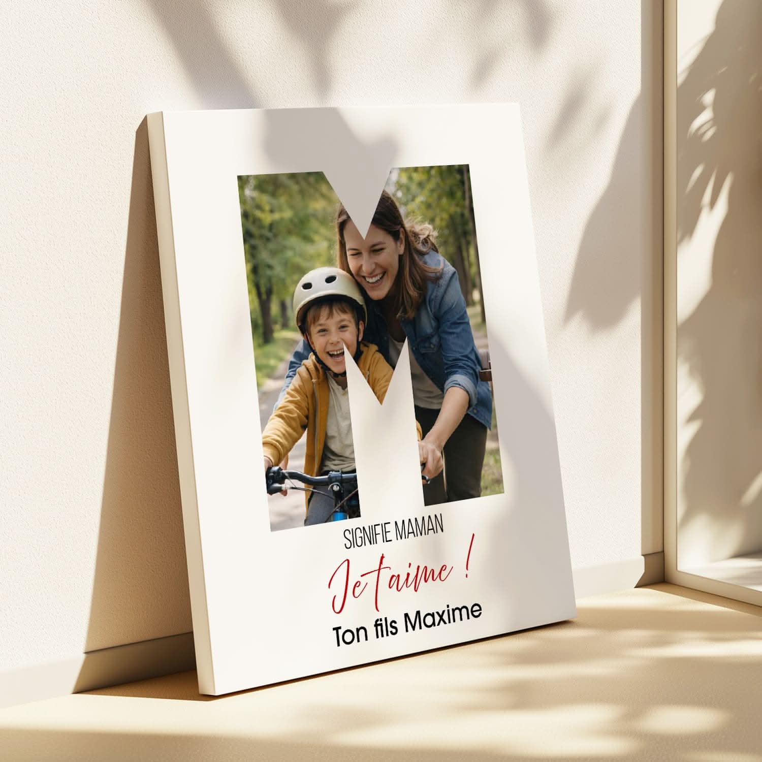 Toile Maman Personnalisée Lettre M avec Photo – Cadeau Fête des Mères Unique