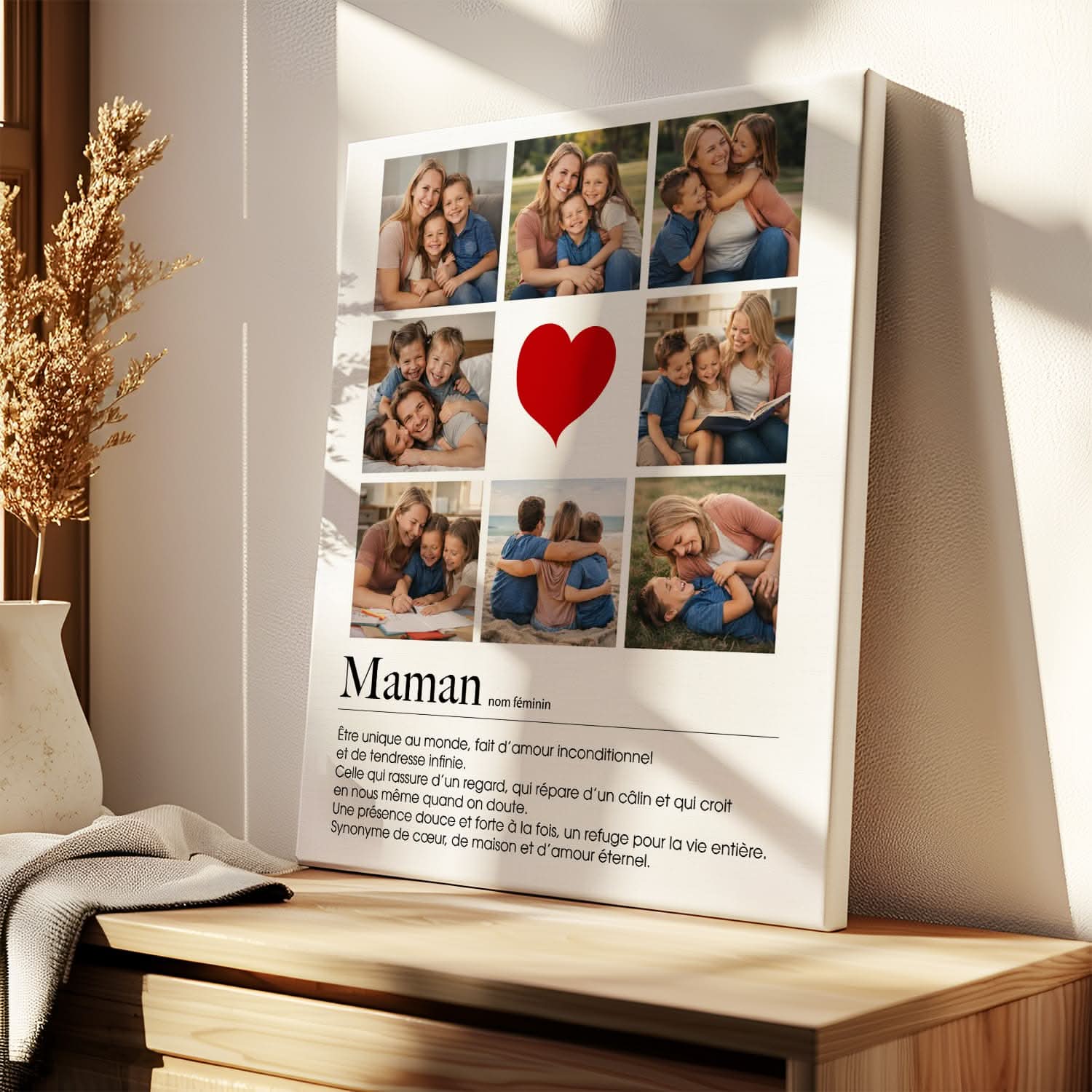 Toile Maman Personnalisée Collage Photo &amp; Définition – Cadeau Fête des Mères