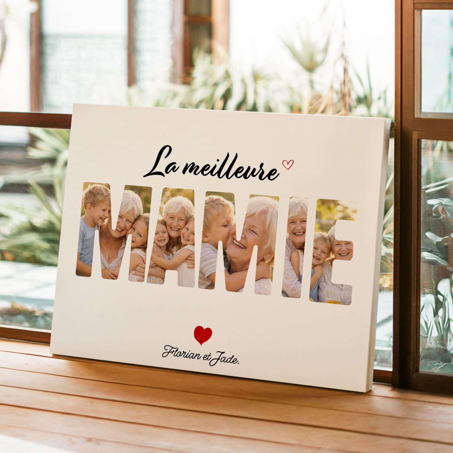 Toile Mamie Personnalisée – Mot MAMIE avec Photos – Cadeau Grand-Mère Original