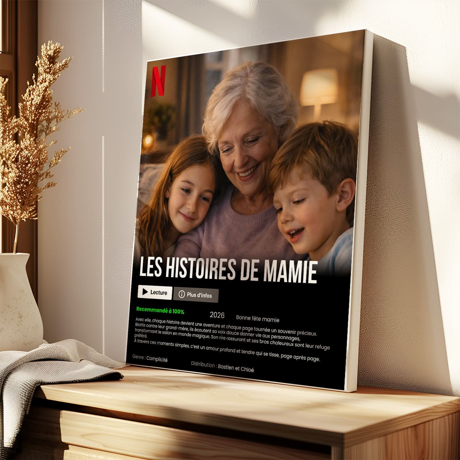 Toile Mamie Personnalisée Affiche Style Film – Cadeau Grand-Mère Original