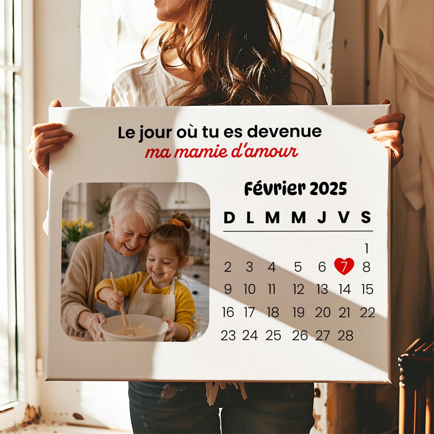 Toile Mamie Personnalisée avec Date – Le Jour où Tu Es Devenue Ma Mamie – Cadeau Original