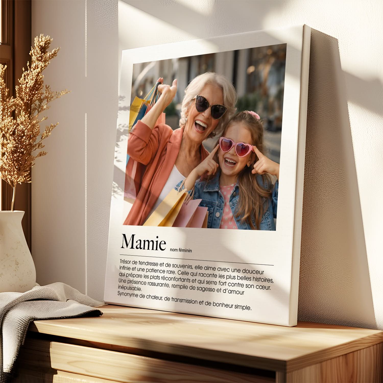 Toile Mamie Définition Personnalisée – Photo &amp; Texte – Cadeau Grand-Mère Émotion