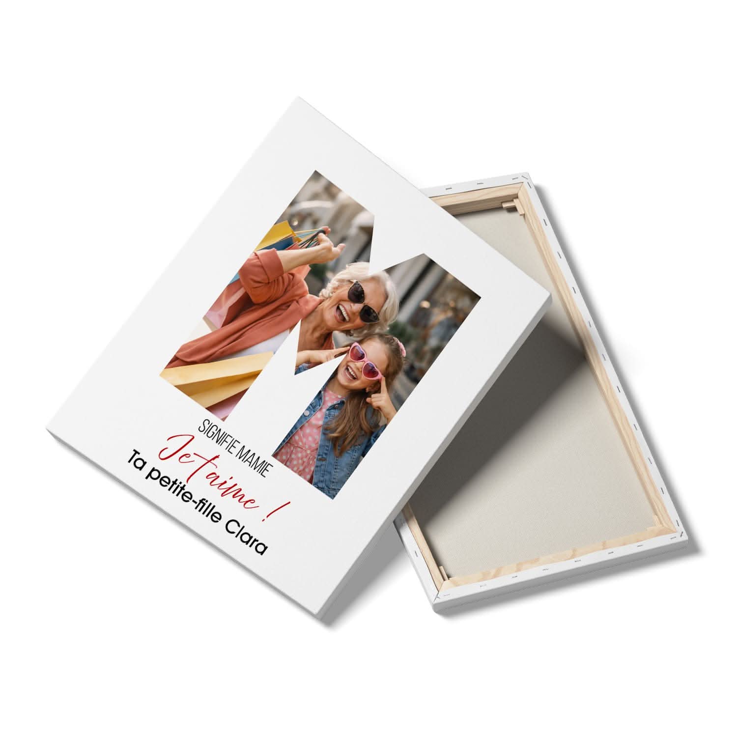 Toile Mamie Personnalisée Lettre M avec Photo – Cadeau Grand-Mère Original
