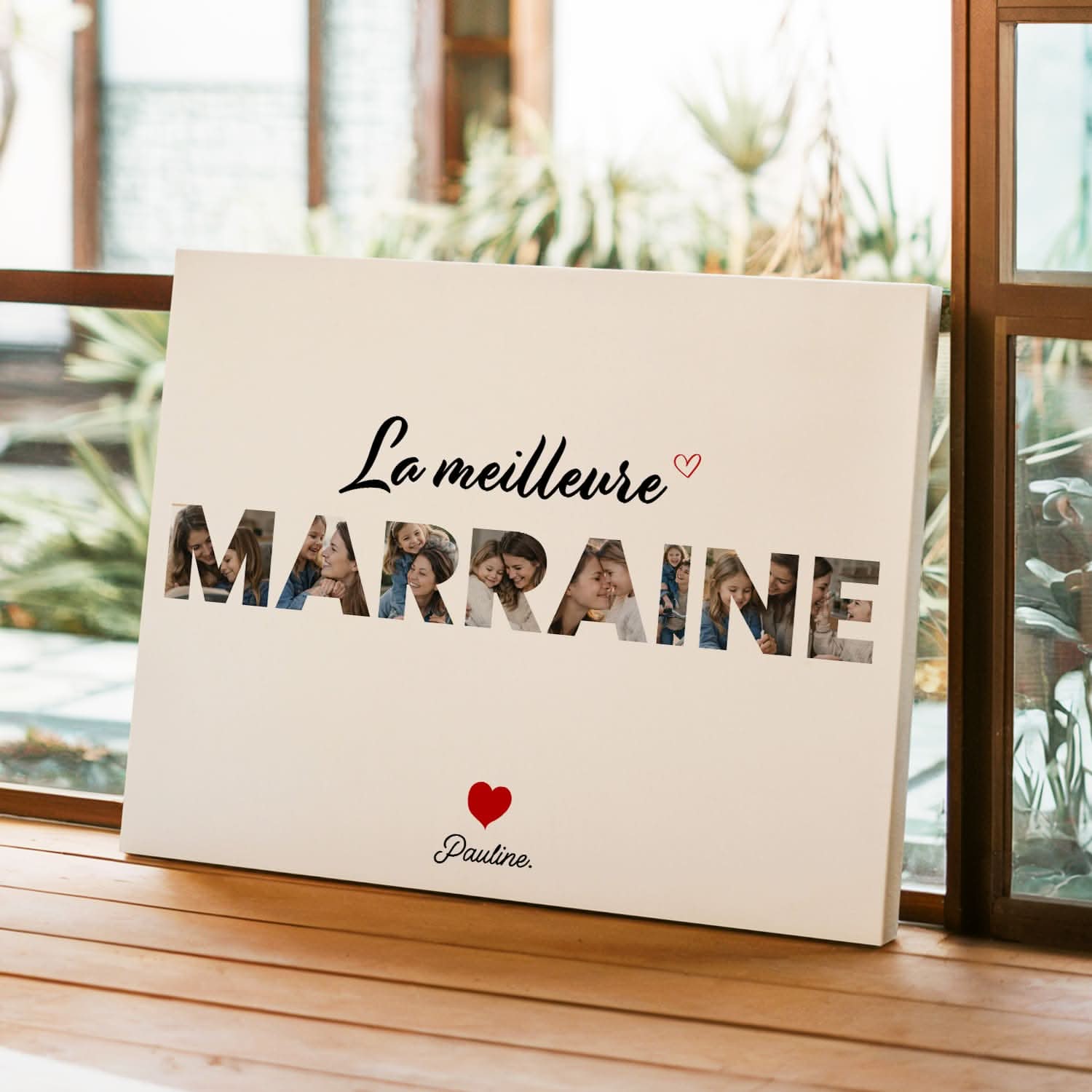 Toile Marraine Personnalisée – Mot MARRAINE avec Photos – Cadeau Marraine Original