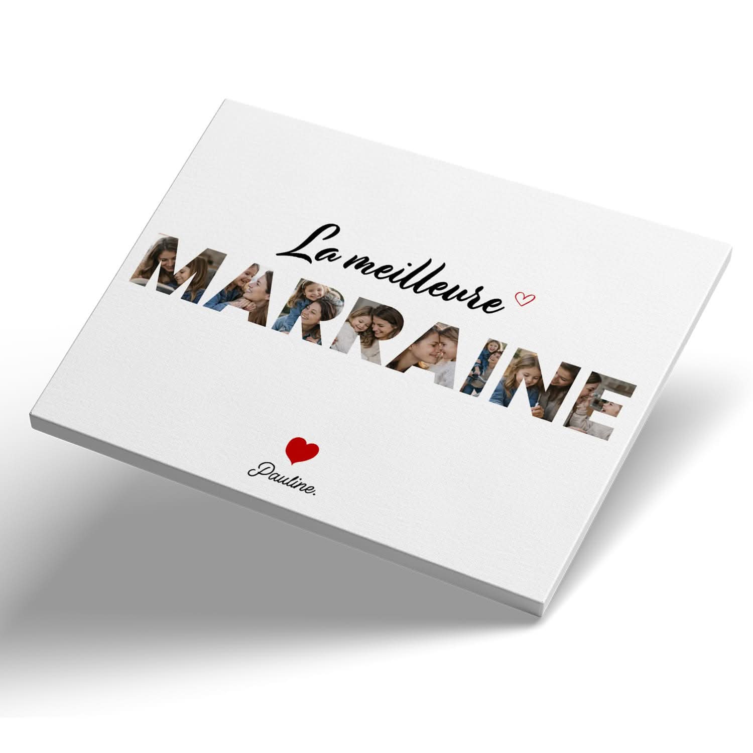 Toile Marraine Personnalisée – Mot MARRAINE avec Photos – Cadeau Marraine Original