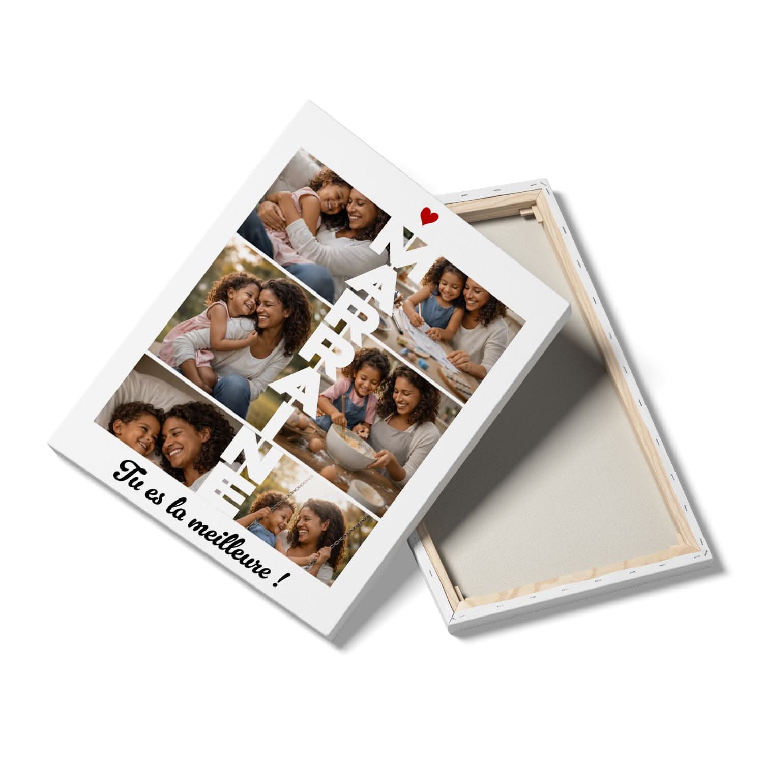Toile Marraine Personnalisée – Collage Photos Vertical MARRAINE – Cadeau Marraine Original