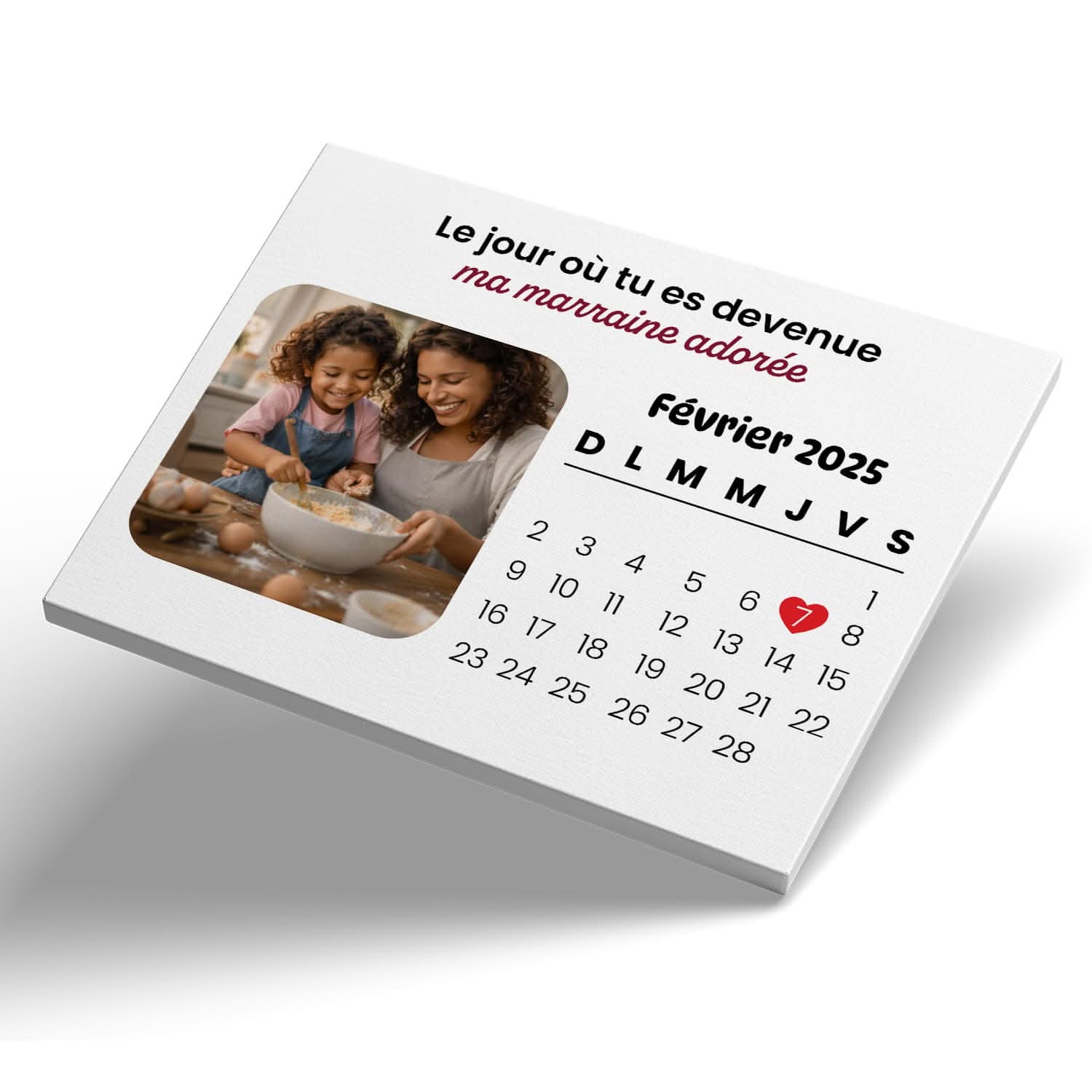 Toile Marraine Personnalisée avec Date – Le Jour où Tu Es Devenue Ma Marraine – Cadeau Original