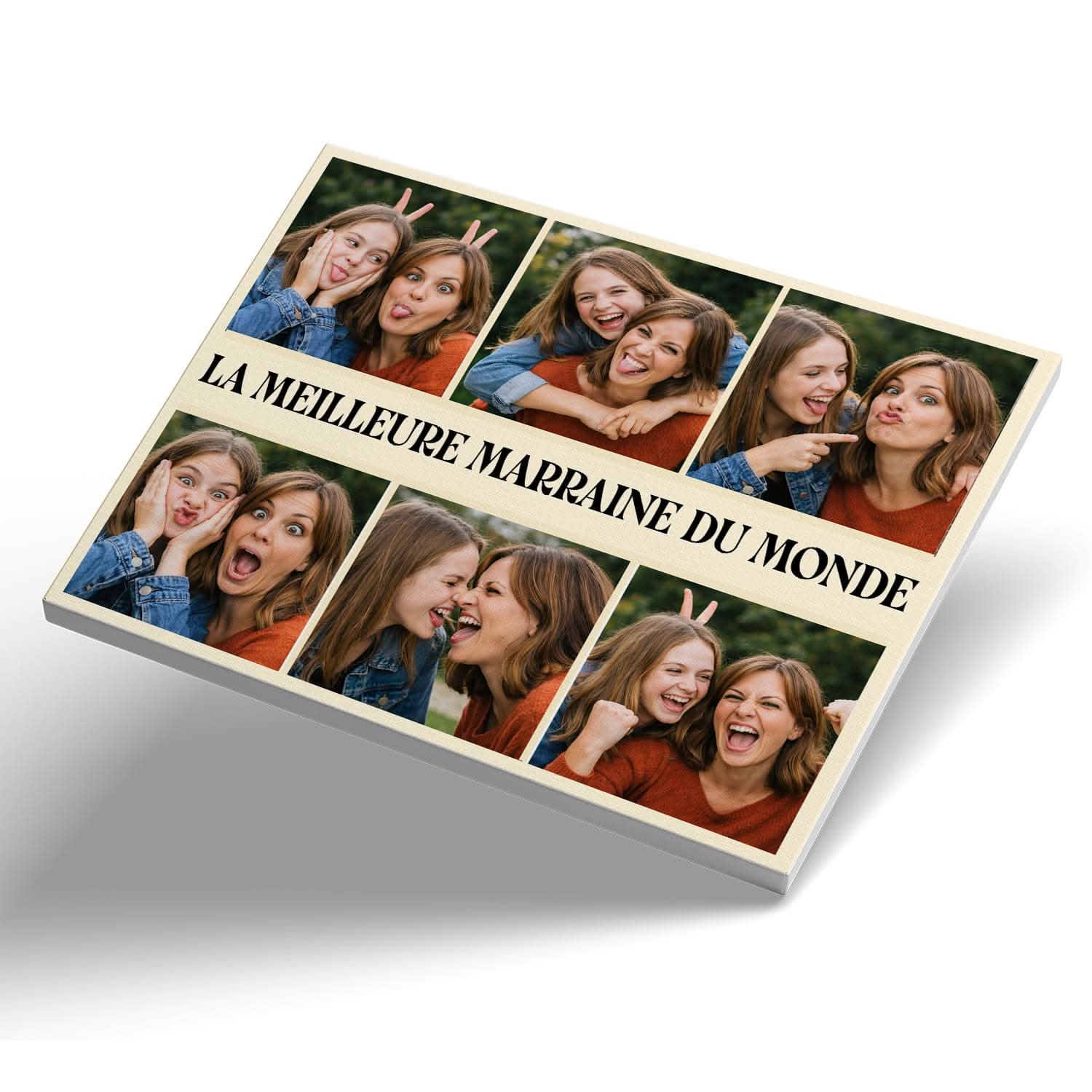 Toile Marraine Personnalisée – Meilleure Marraine du Monde Collage Photos – Cadeau Original