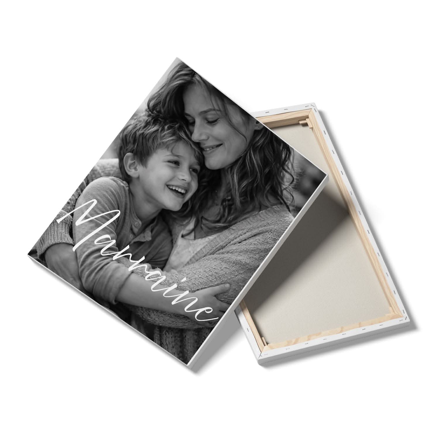 Toile Marraine Personnalisée Noir &amp; Blanc – Photo Pleine Page – Cadeau Marraine Élégant