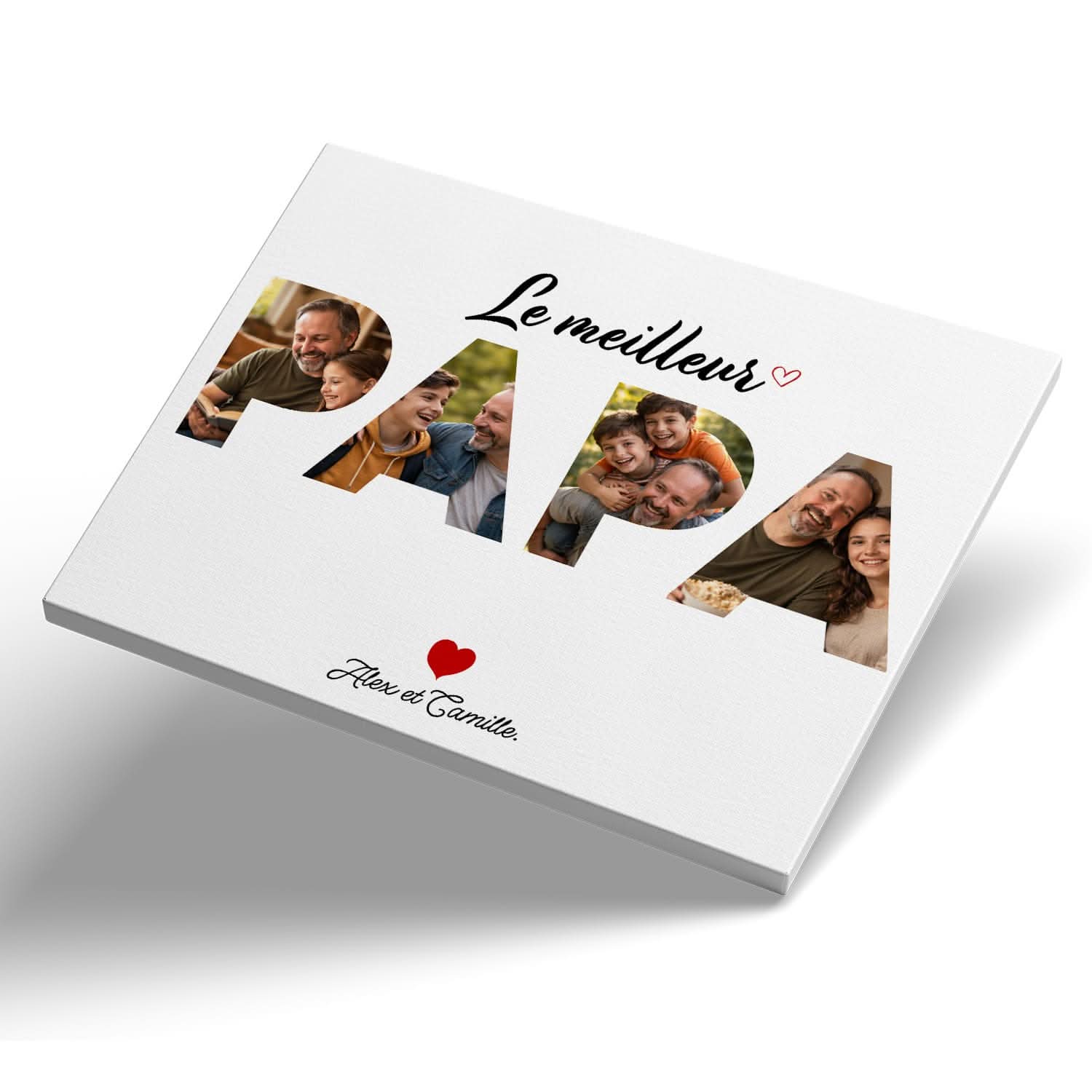 Toile Papa Personnalisée – Mot PAPA avec Photos – Cadeau Fête des Pères Unique