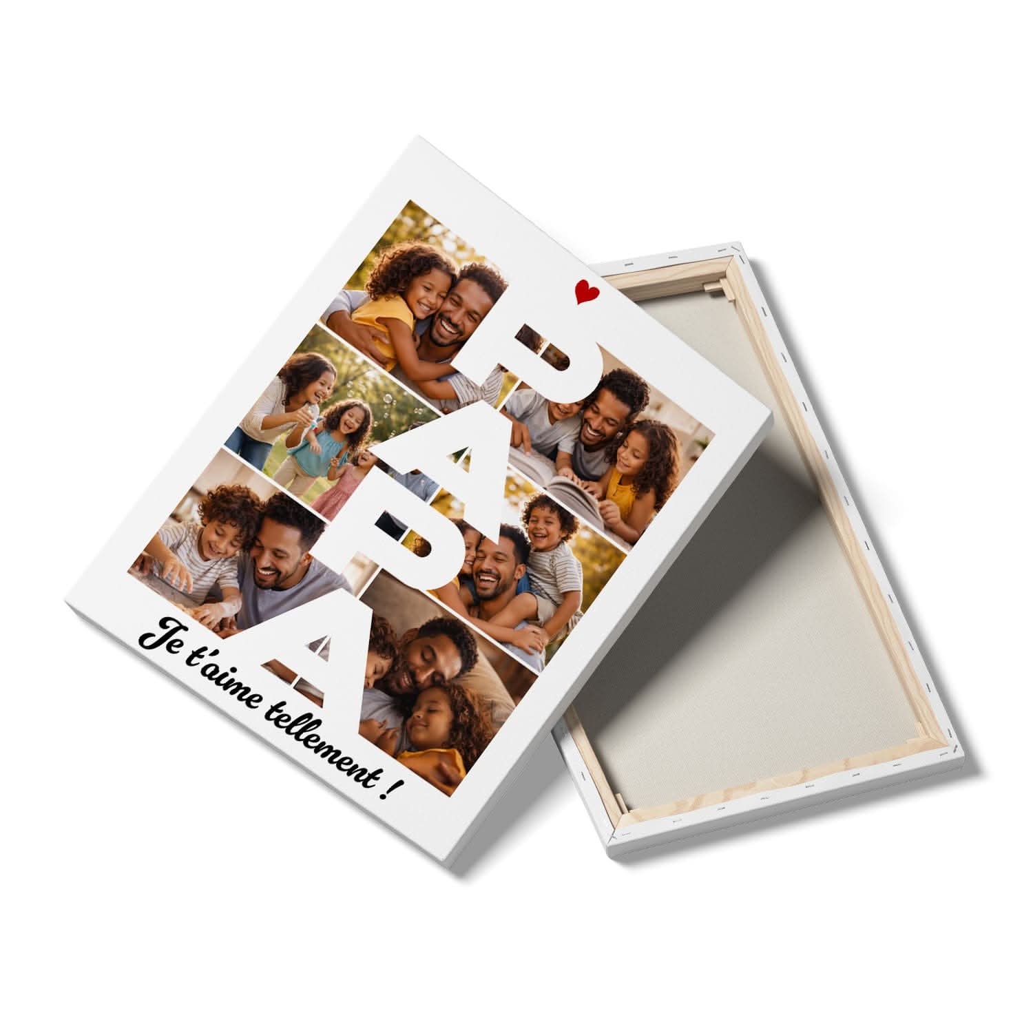 Toile Papa Personnalisée – Mot PAPA Collage Photos – Cadeau Fête des Pères