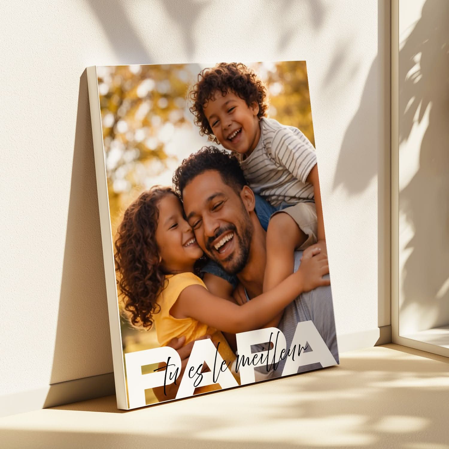 Toile Papa Personnalisée "Tu es le Meilleur" – Photo &amp; Message – Cadeau Fête des Pères