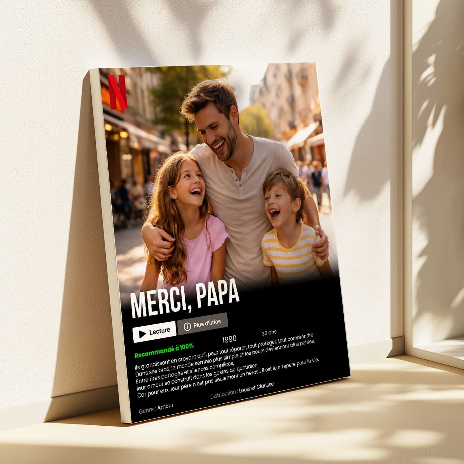 Toile Papa Personnalisée Affiche Style Film – Cadeau Fête des Pères Original