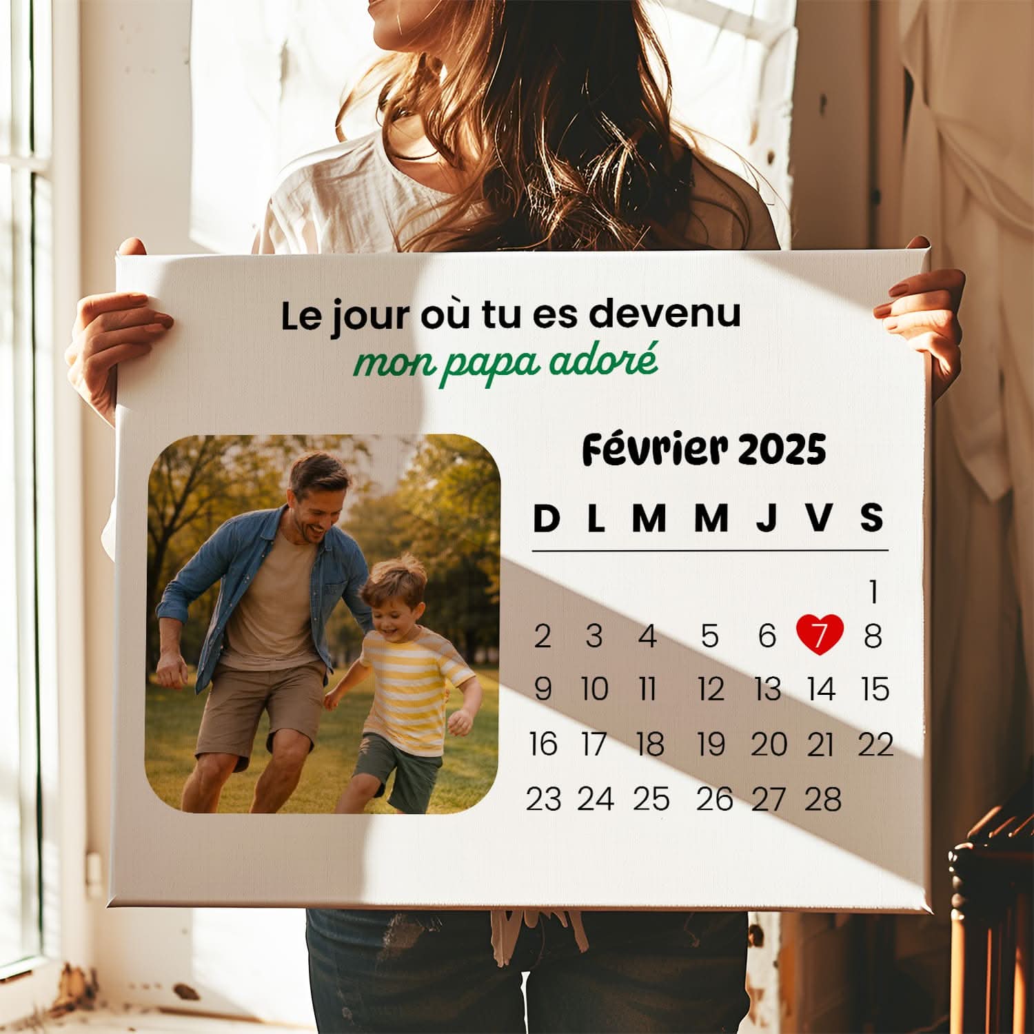 Toile Papa Personnalisée avec Date – Cadeau Fête des Pères Émotion