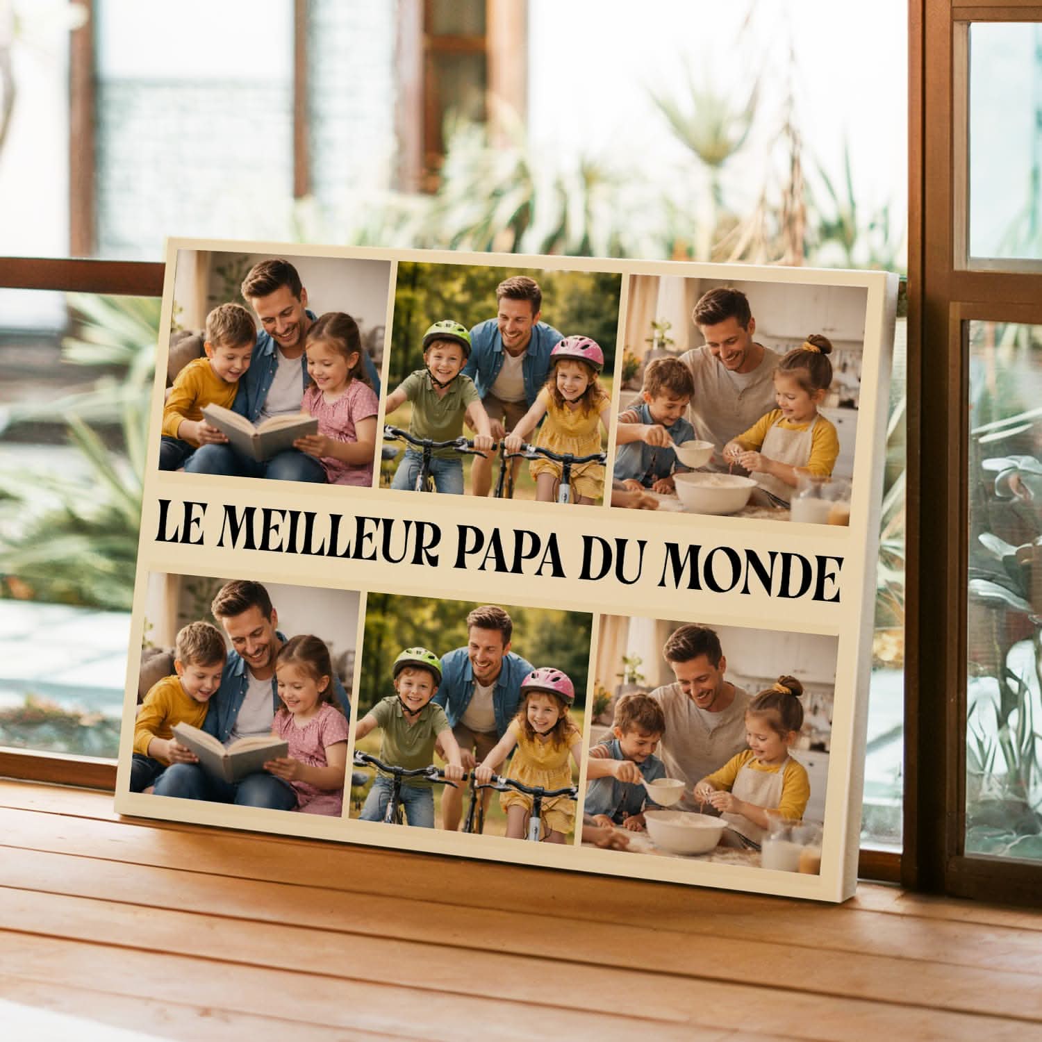 Toile Le Meilleur Papa du Monde – Tableau Photo Personnalisé – Cadeau Fête des Pères