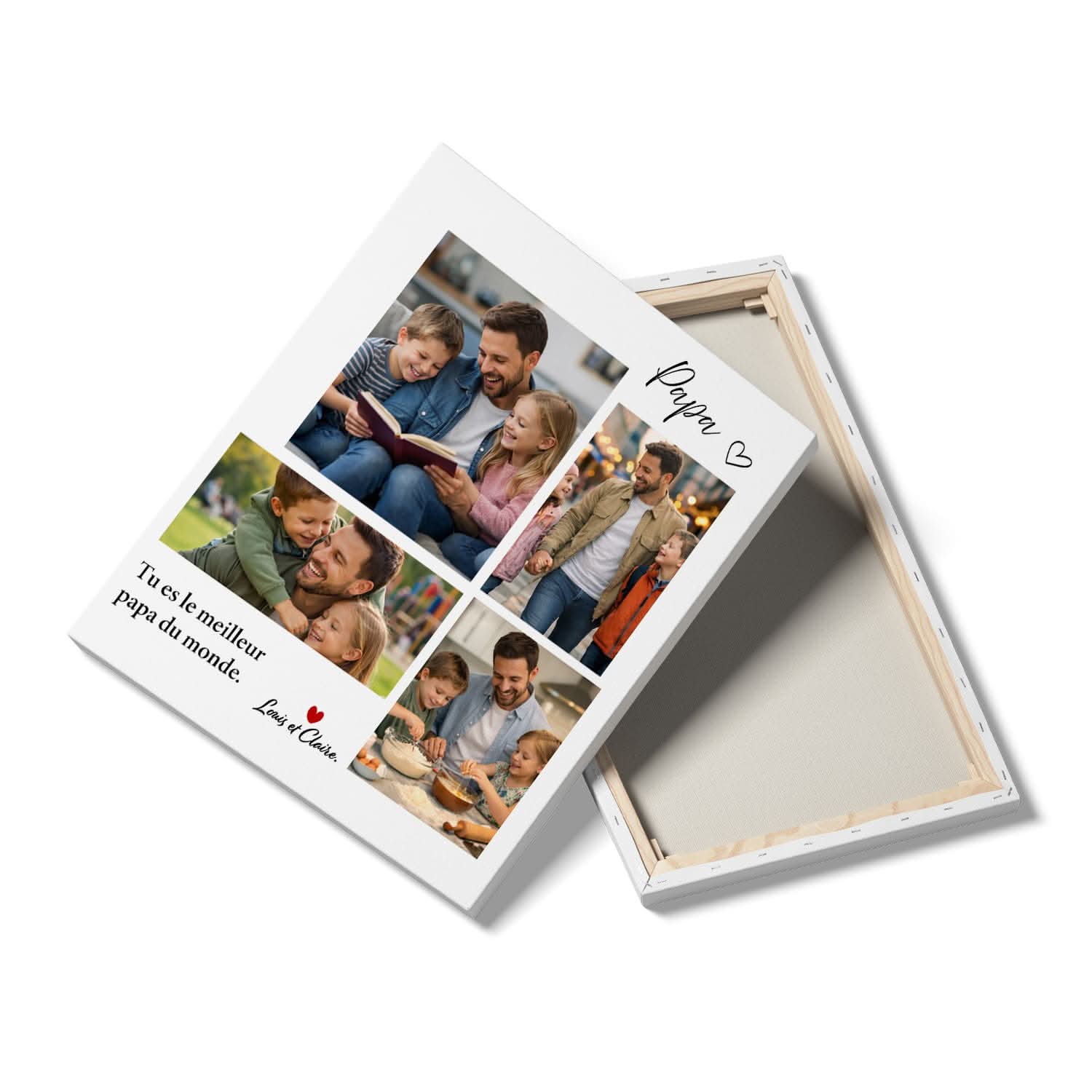 Toile Papa Personnalisée Collage Photo – Cadeau Fête des Pères Original
