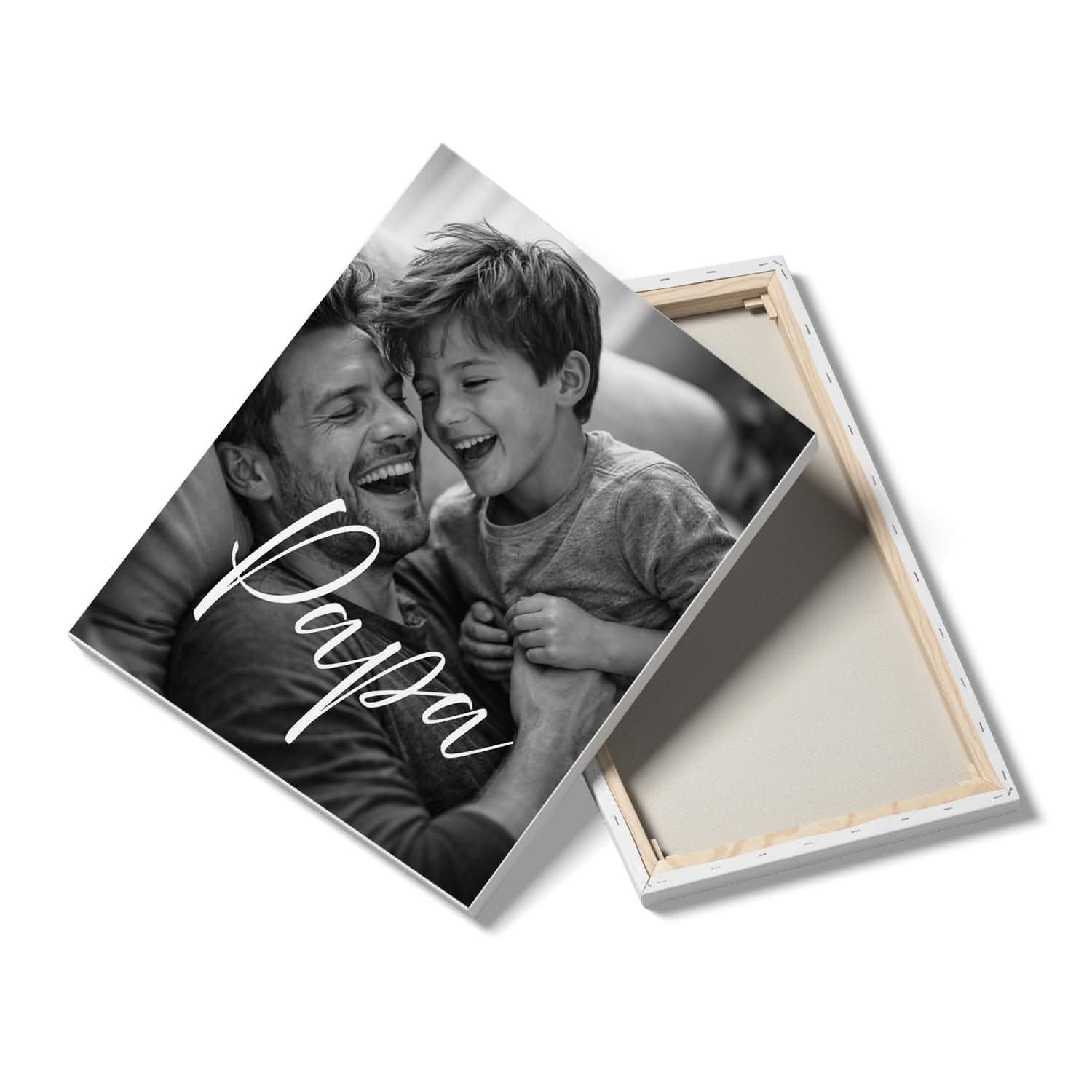 Toile Papa Noir &amp; Blanc Personnalisée – Tableau Photo Élégant – Cadeau Fête des Pères
