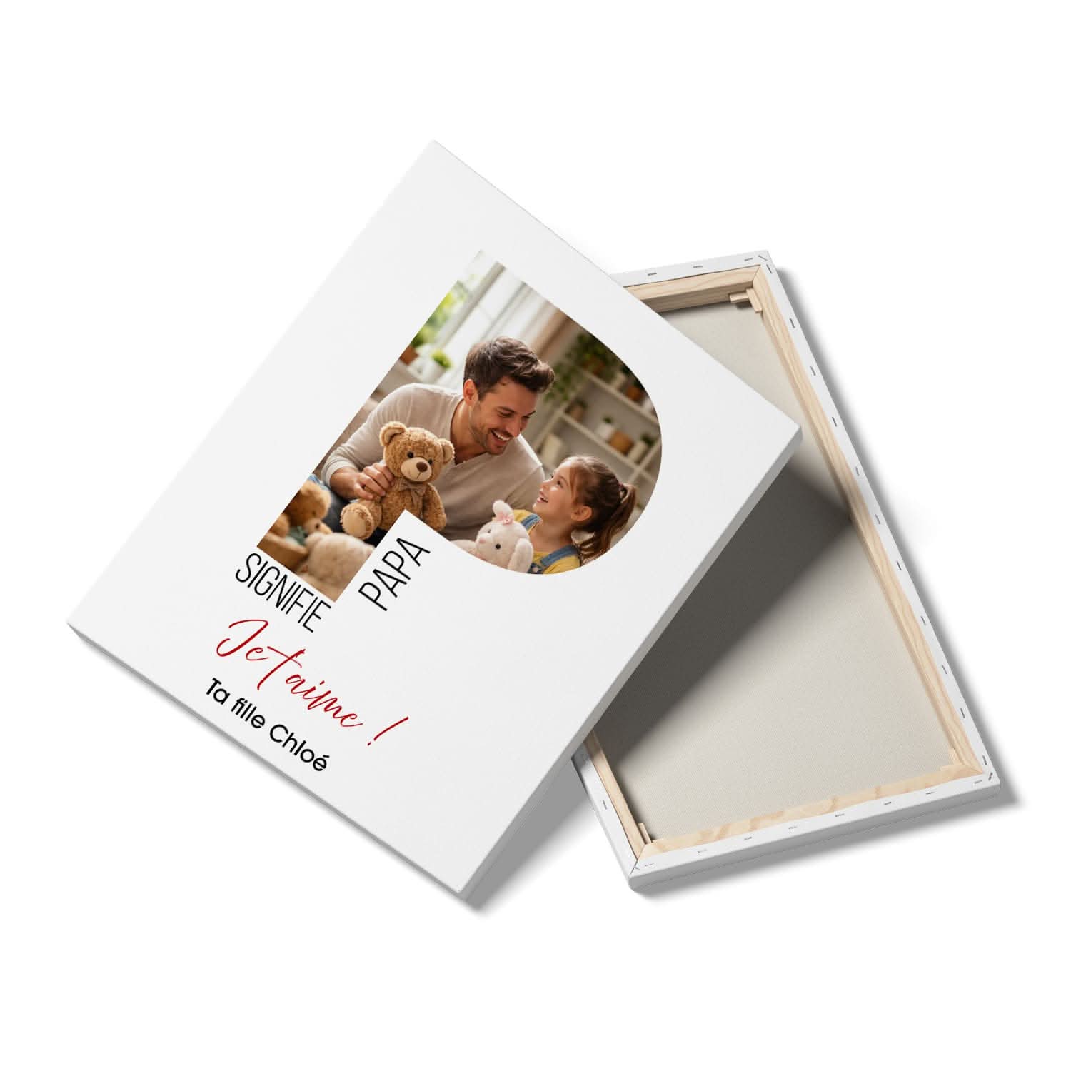 Toile Papa Personnalisée Lettre P avec Photo – Cadeau Fête des Pères Unique