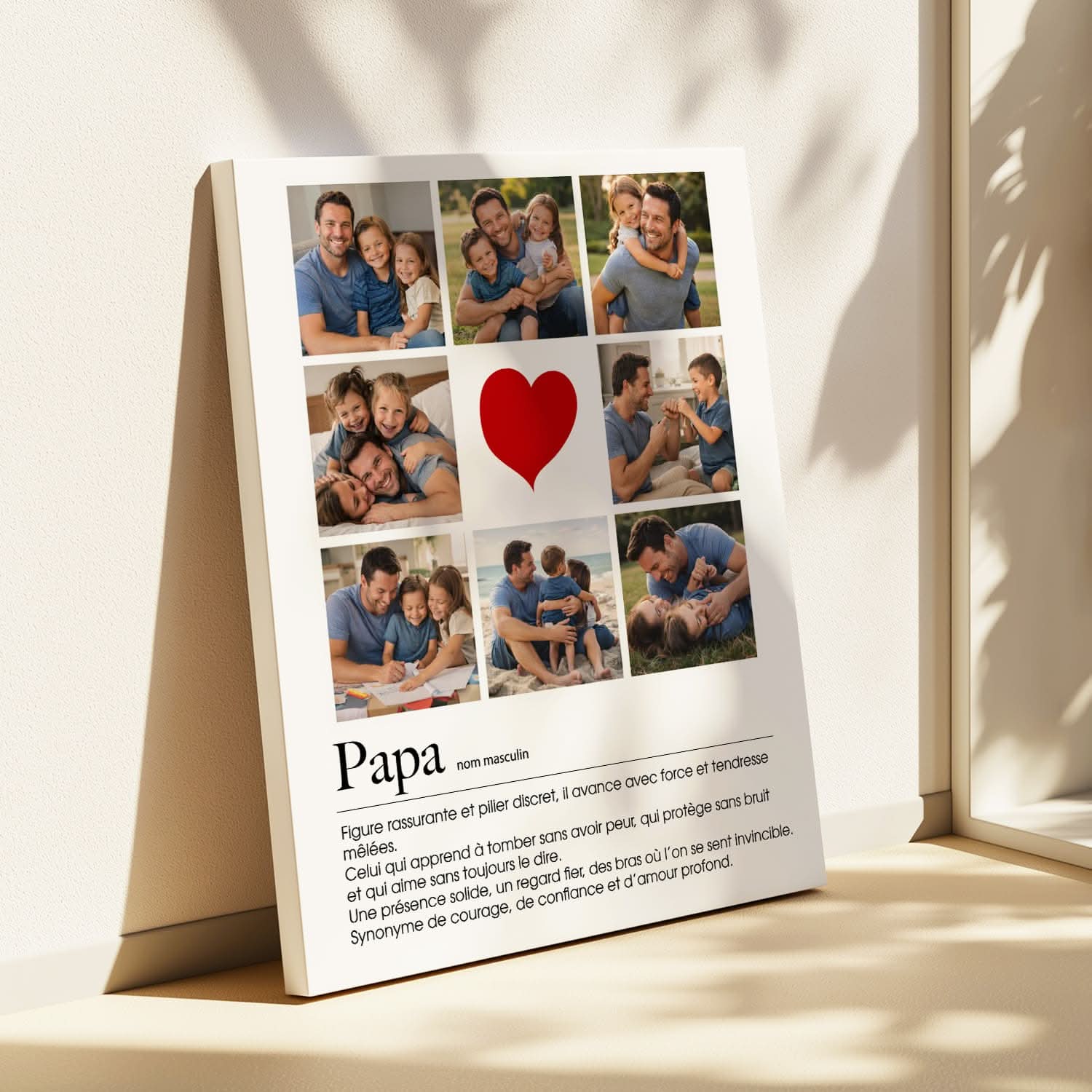 Toile Papa Personnalisée Collage 9 Photos &amp; Définition – Cadeau Fête des Pères
