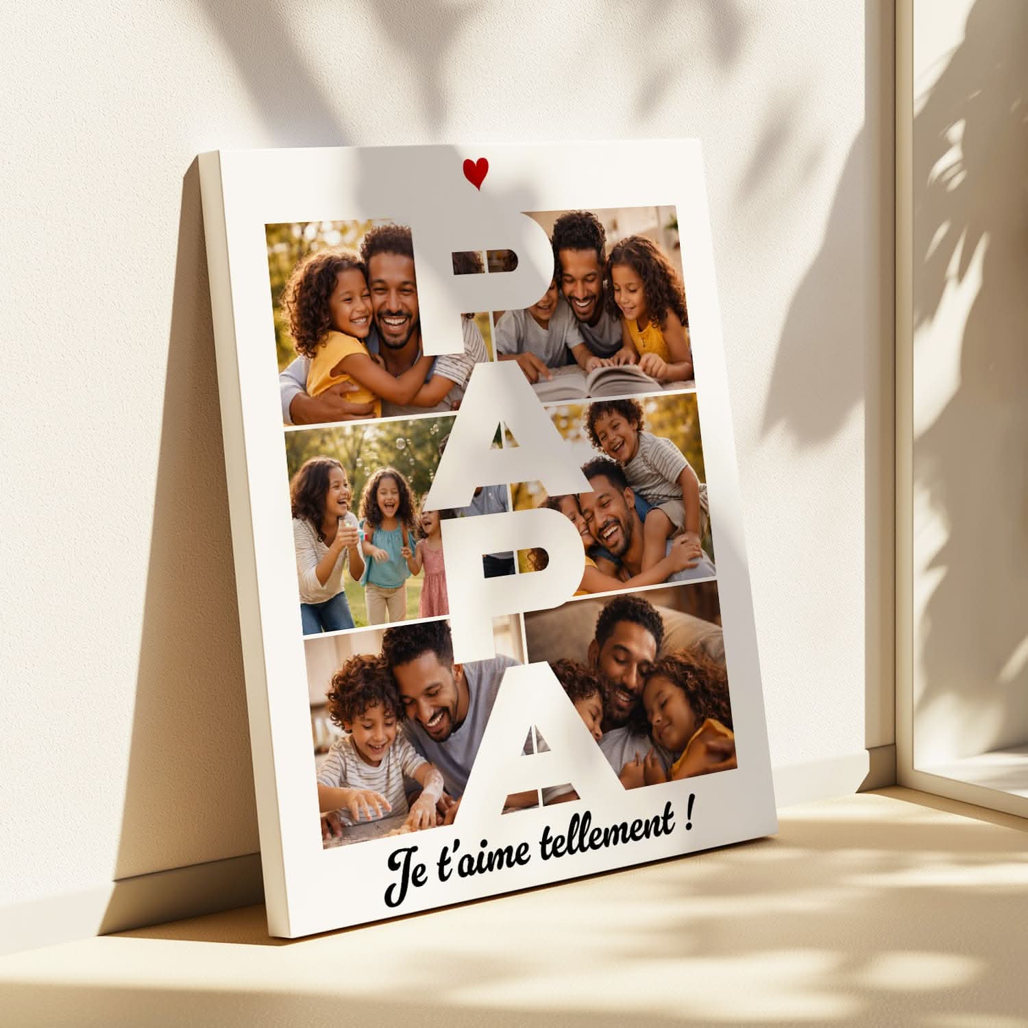 Toile Papa Personnalisée – Mot PAPA Collage Photos – Cadeau Fête des Pères