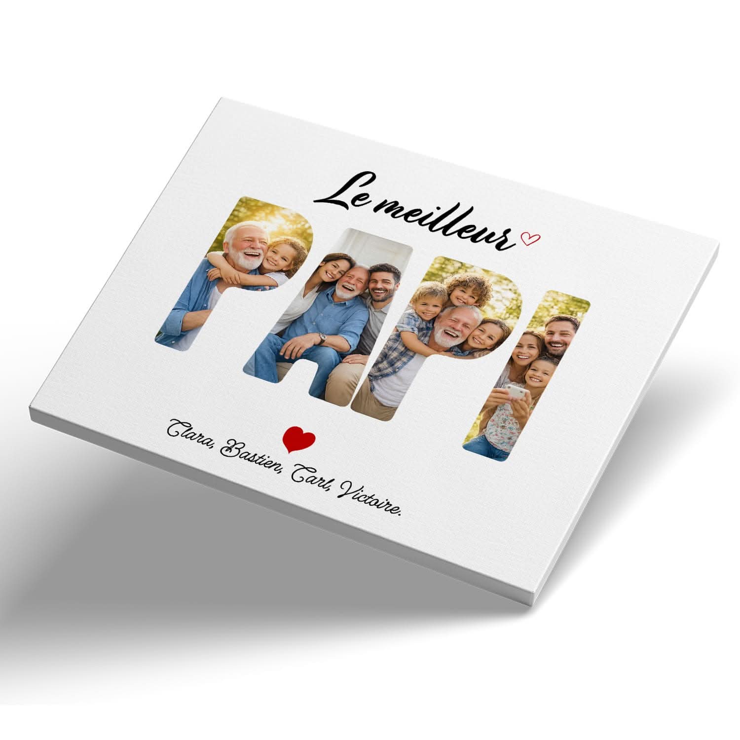 Toile Papi Personnalisée – Mot PAPI avec Photos – Cadeau Grand-Père Original