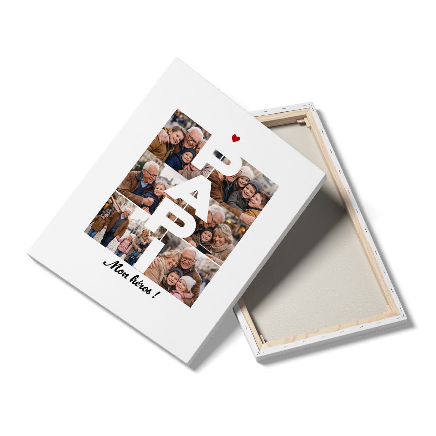 Toile Papi Personnalisée – Lettres PAPI avec Photos – Cadeau Grand-Père Original