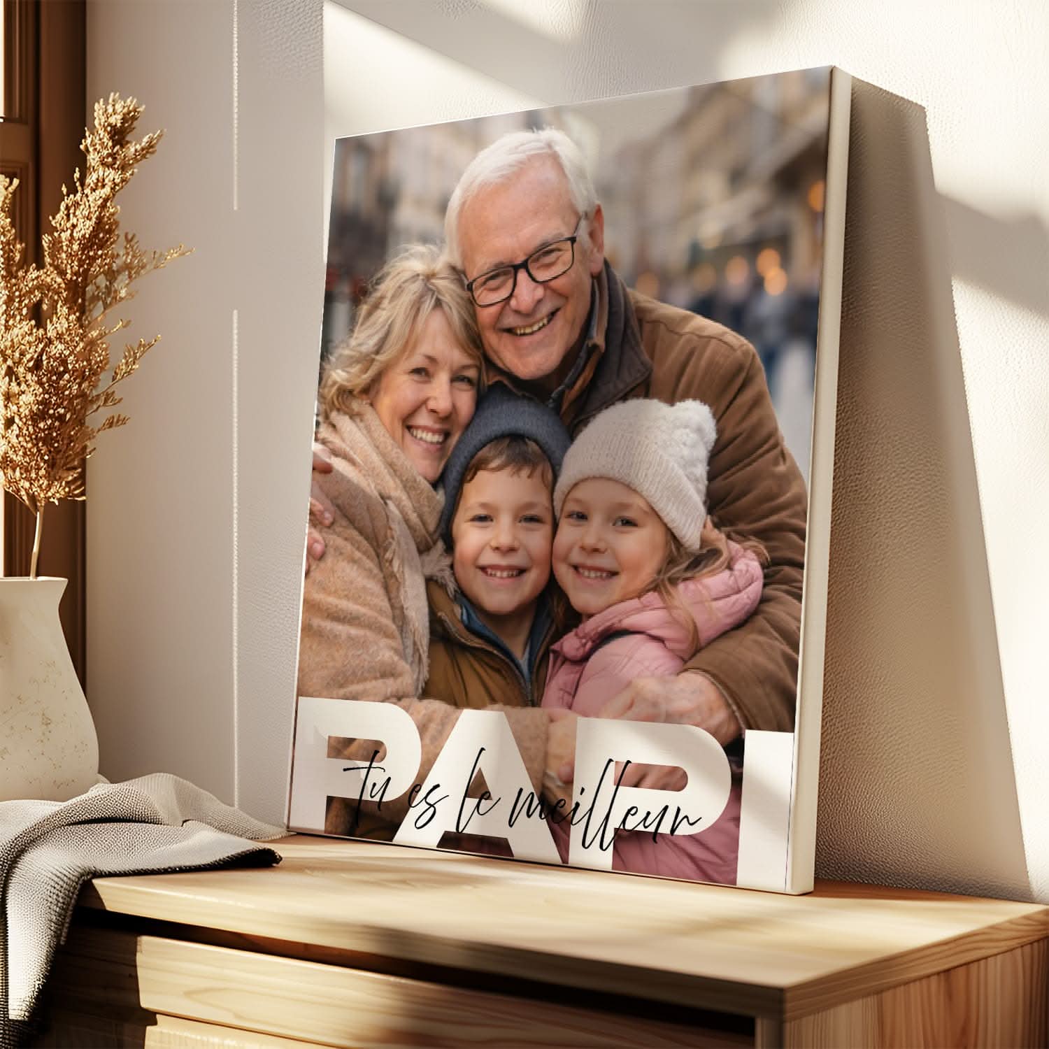 Toile Papi Personnalisée – Tu es le Meilleur – Cadeau Grand-Père Émotion