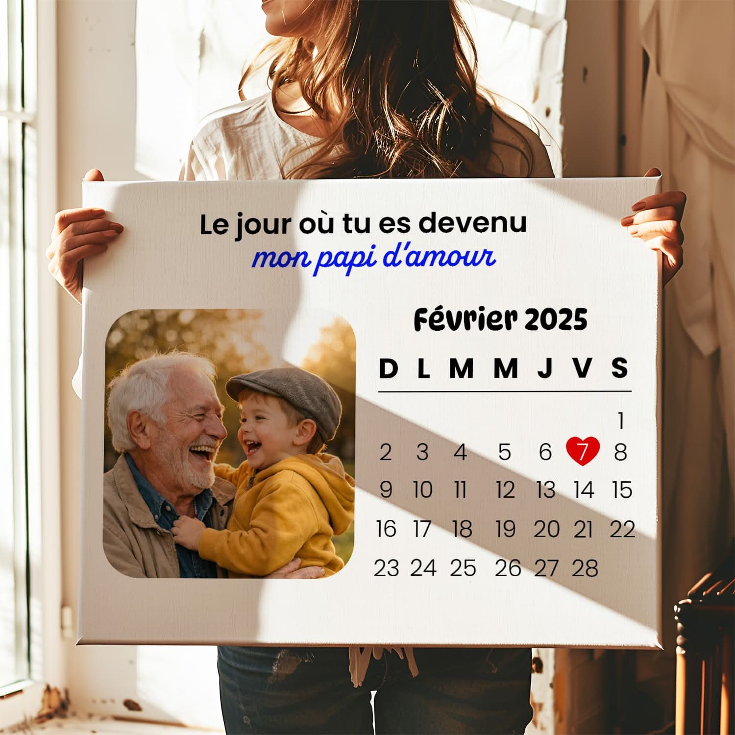 Toile Papi Personnalisée avec Date – Le Jour où Tu Es Devenu Mon Papi – Cadeau Original