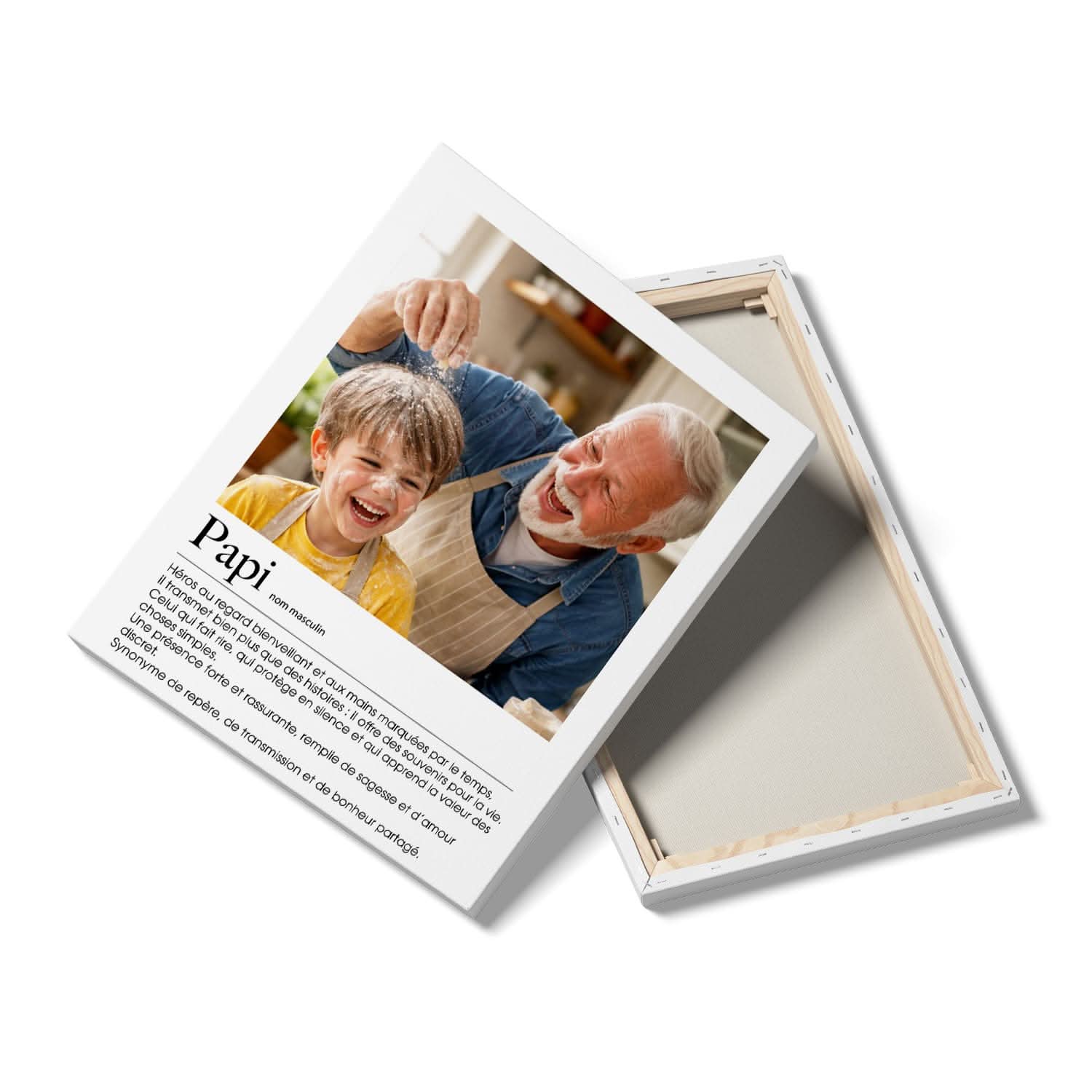 Toile Papi Définition Personnalisée – Photo &amp; Texte – Cadeau Grand-Père Émotion