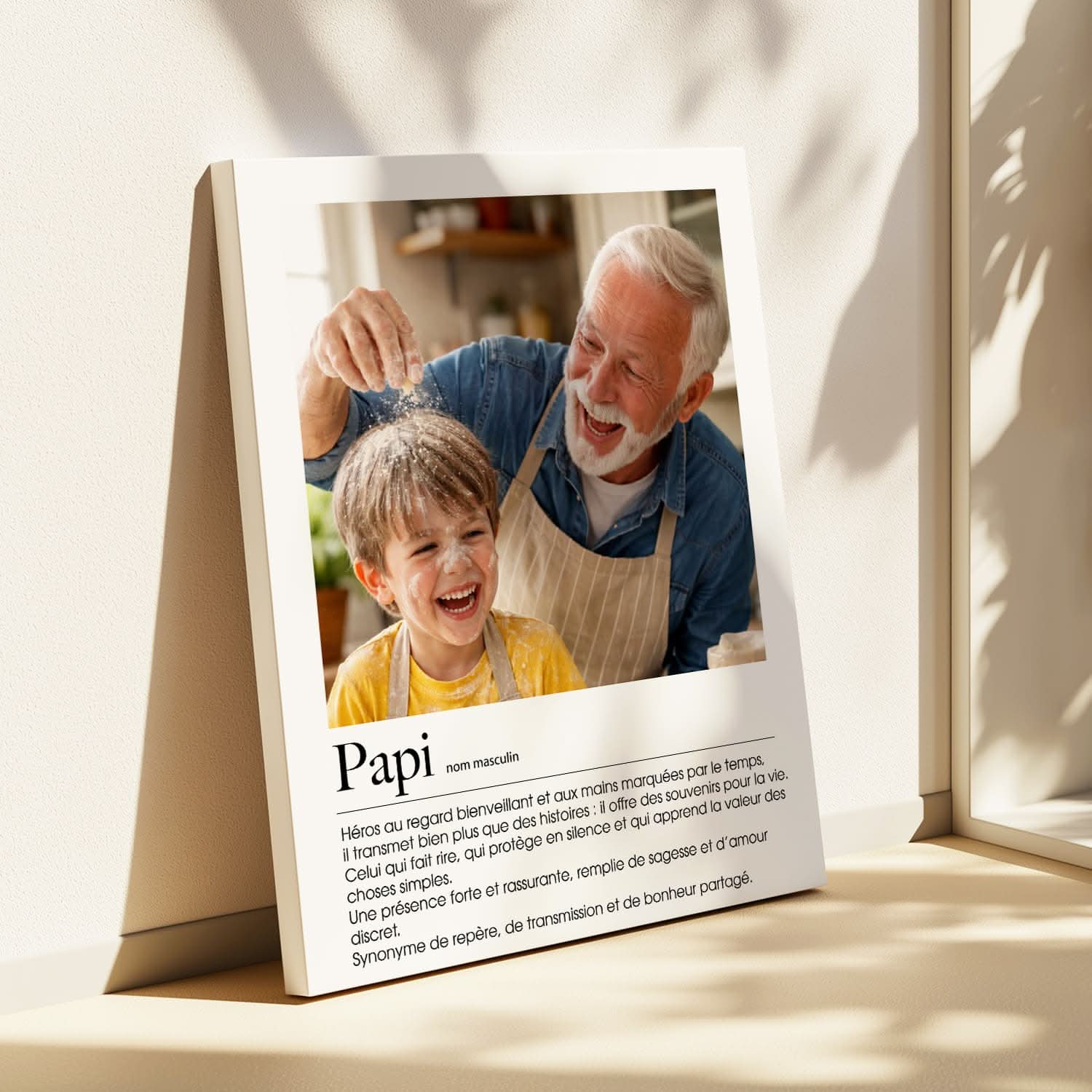 Toile Papi Définition Personnalisée – Photo &amp; Texte – Cadeau Grand-Père Émotion