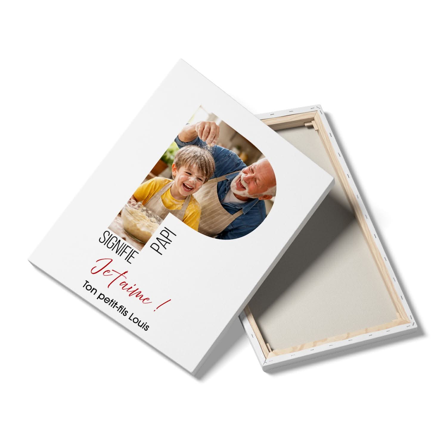 Toile Papi Personnalisée Lettre P avec Photo – Cadeau Grand-Père Original