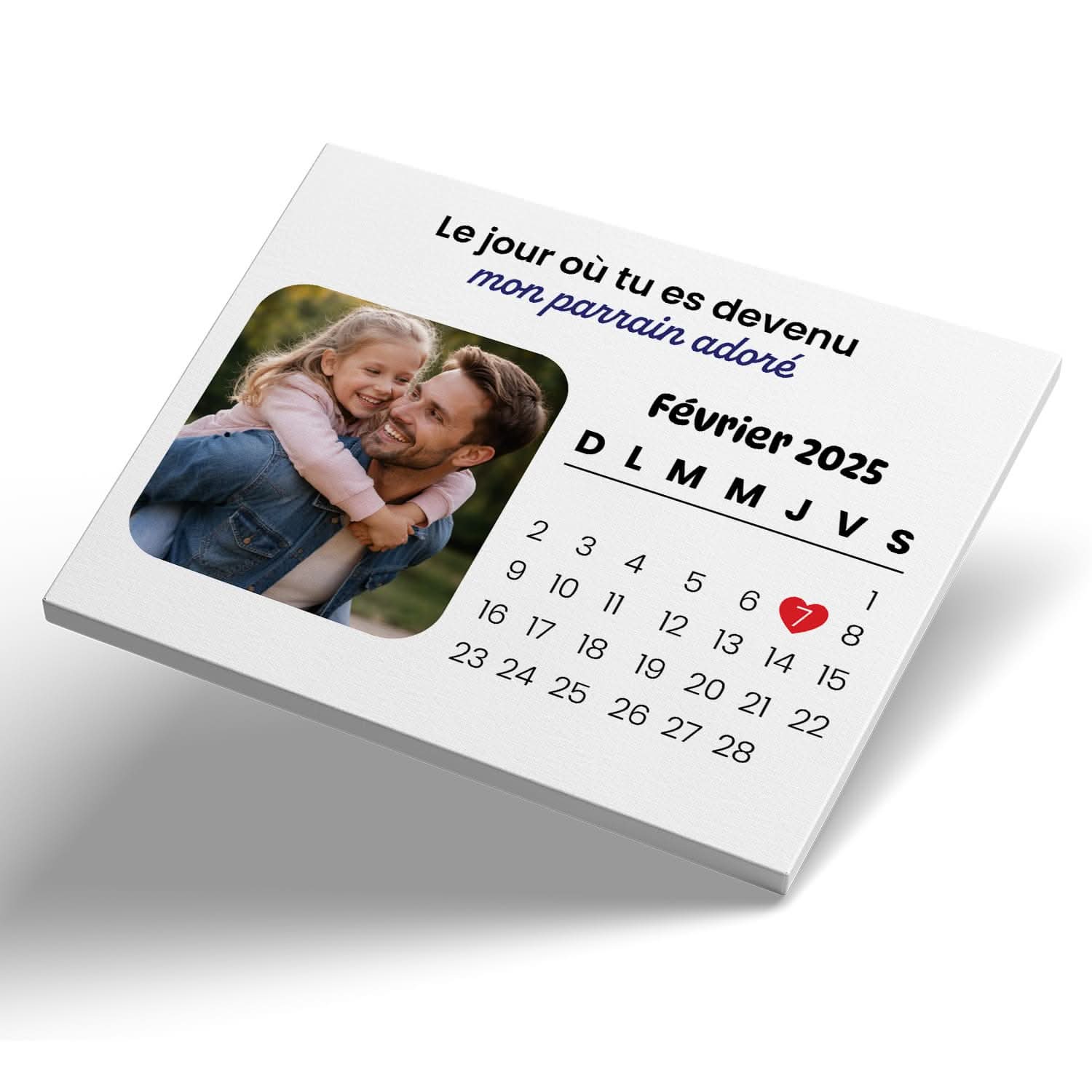Toile Parrain Personnalisée avec Date – Le Jour où Tu Es Devenu Mon Parrain – Cadeau Original