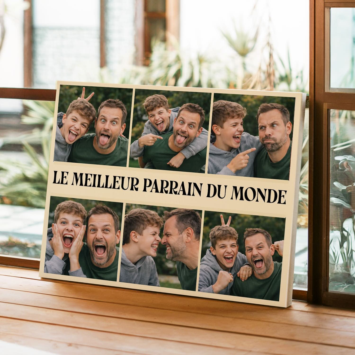 Toile Parrain Personnalisée – Meilleur Parrain du Monde Collage Photos – Cadeau Original